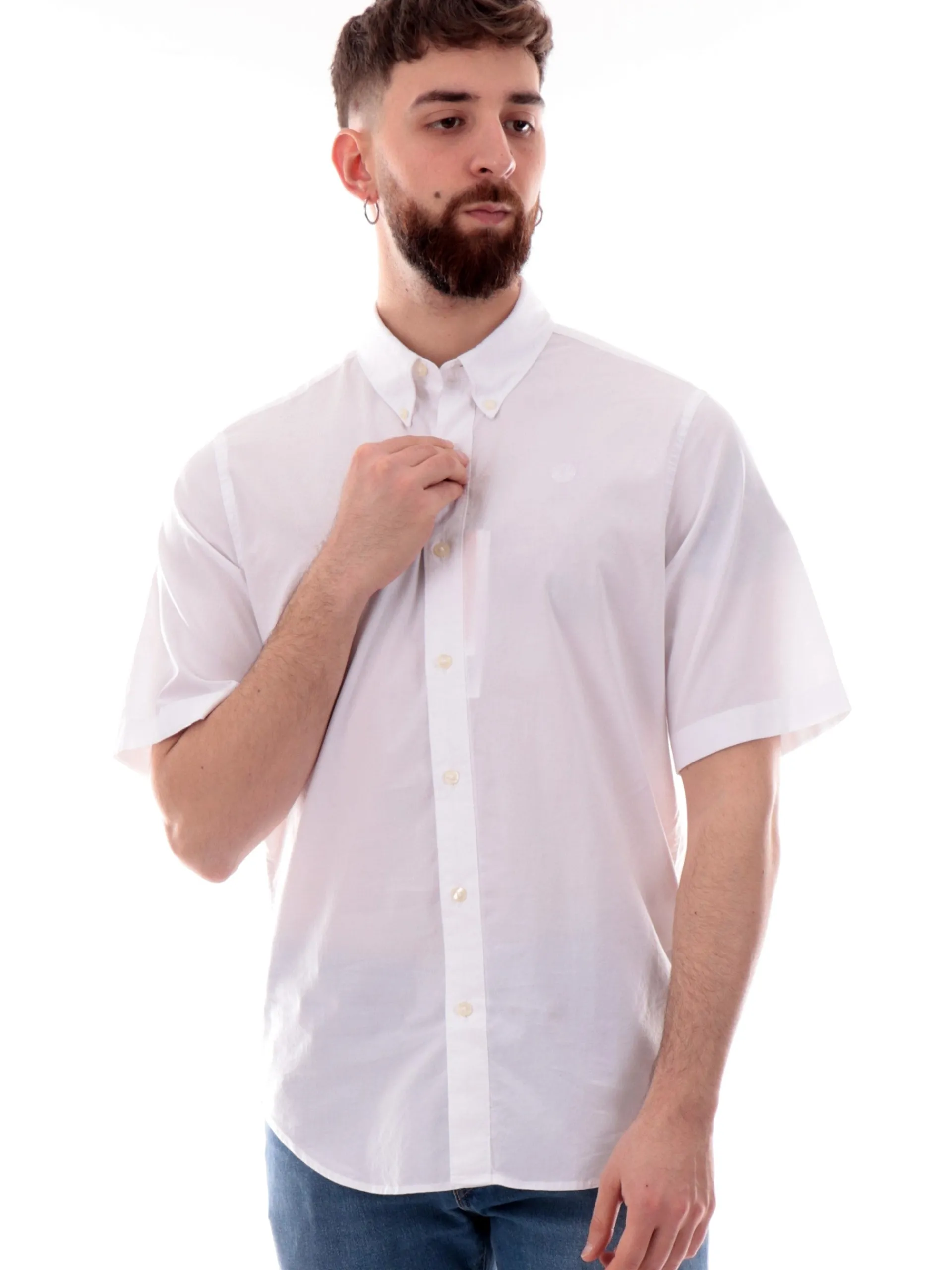 TIMBERLAND Camicie*Camicia maniche corte bianca da uomo Stretch Poplin TB0A2EYE