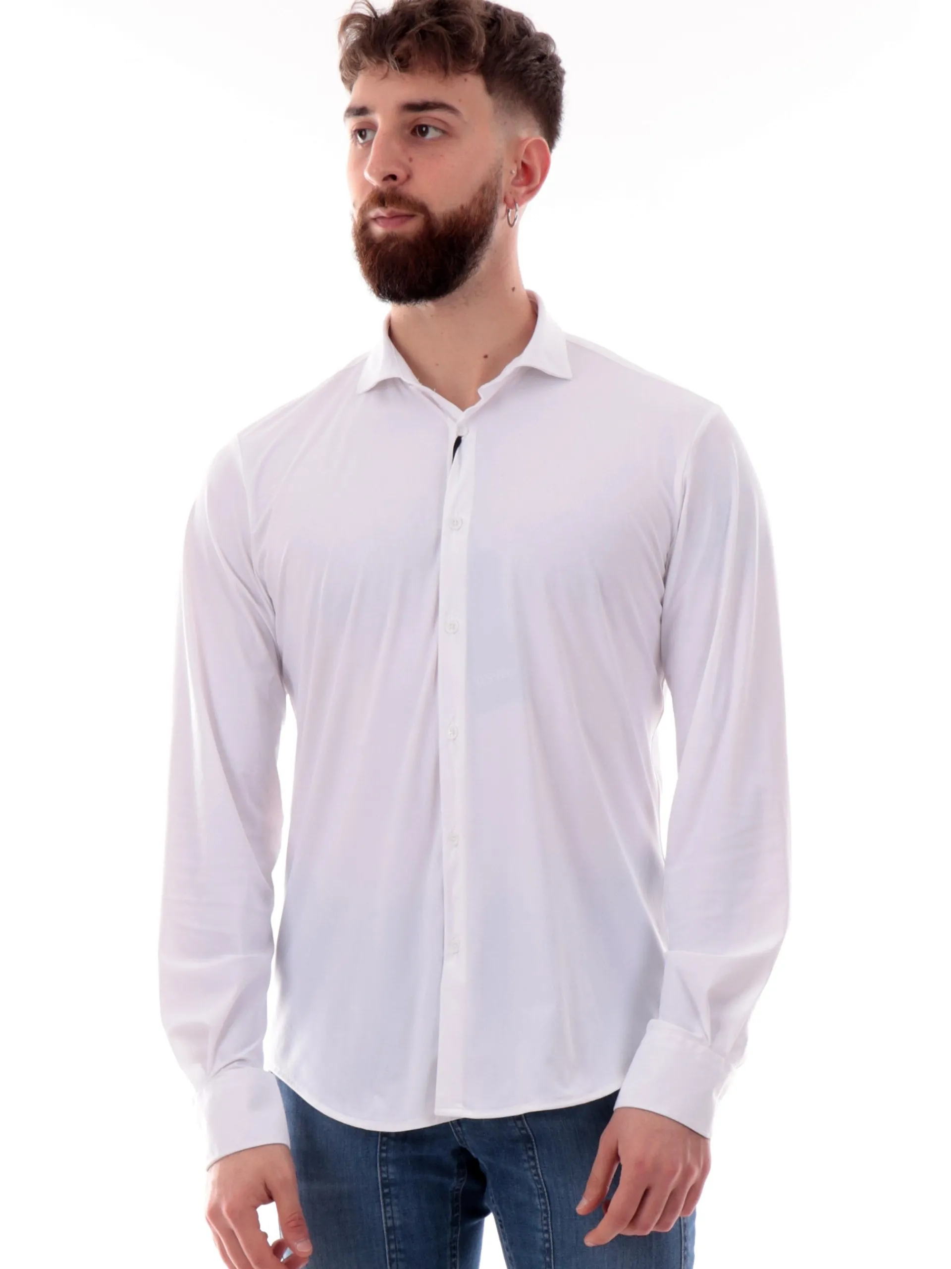 YES ZEE Camicie*Camicia bianca da uomo elasticizzata C505OQ000