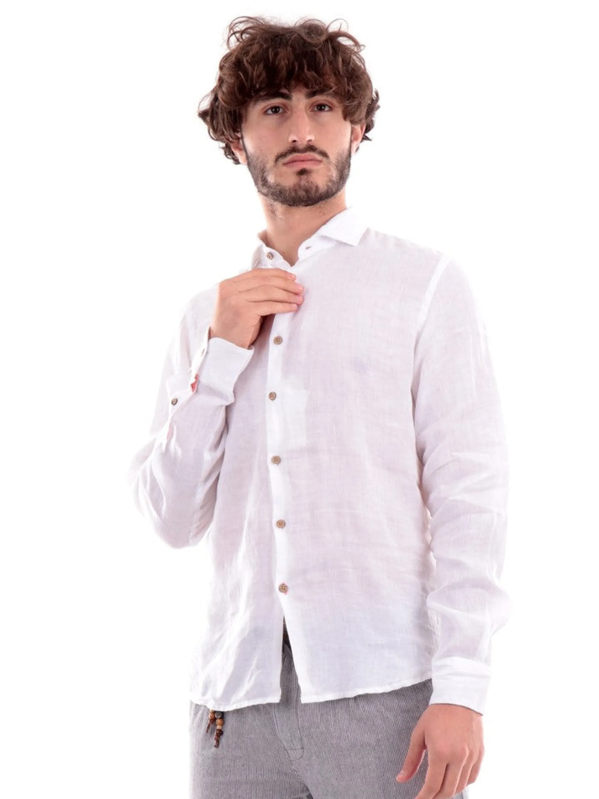 YES ZEE Camicie*Camicia bianca da uomo Camicia Collo Piccolo Francese C505UP00