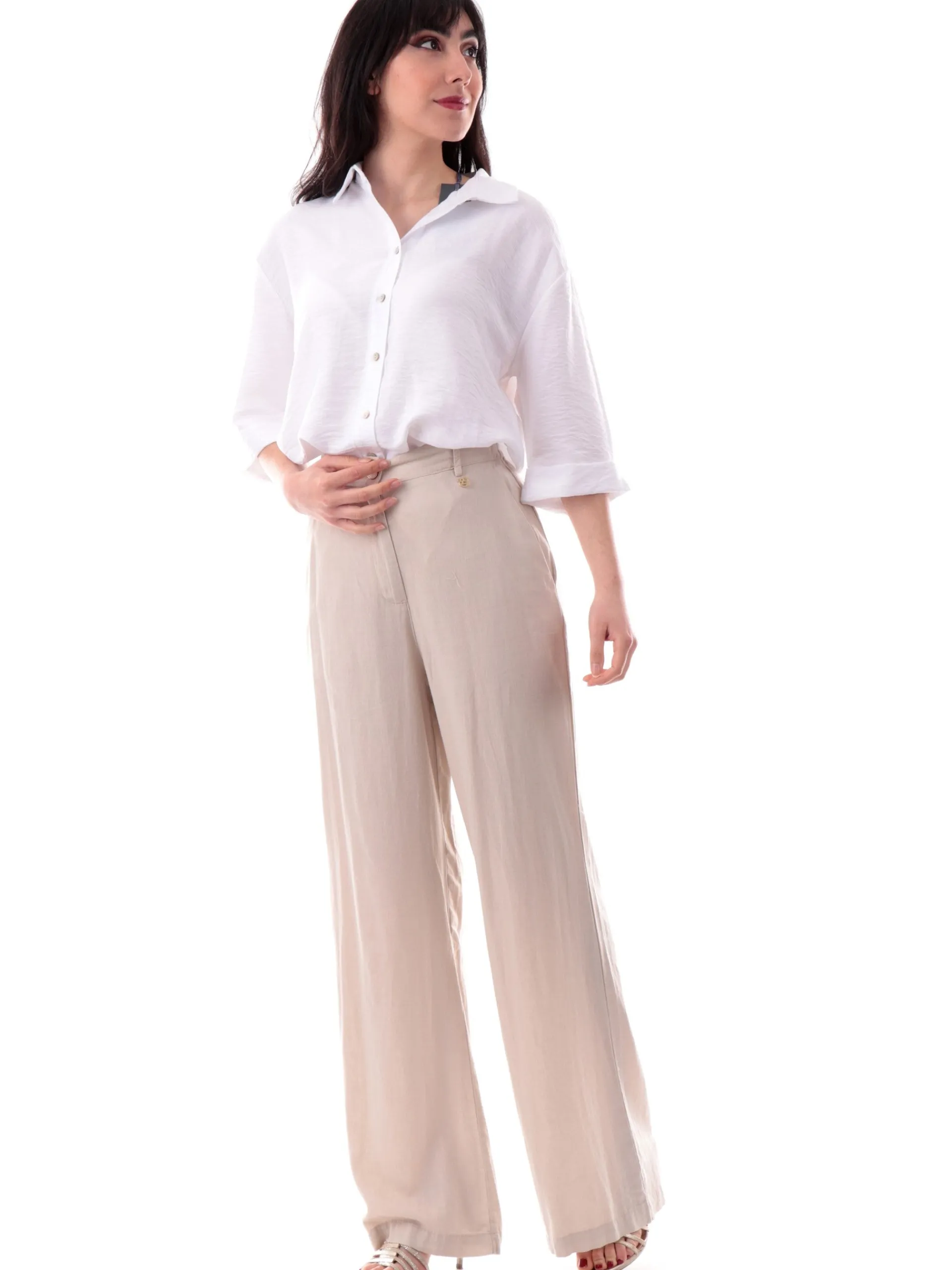 YES ZEE Top & Camicie*Camicia bianca da donna maniche corte con risvolto C210YV00