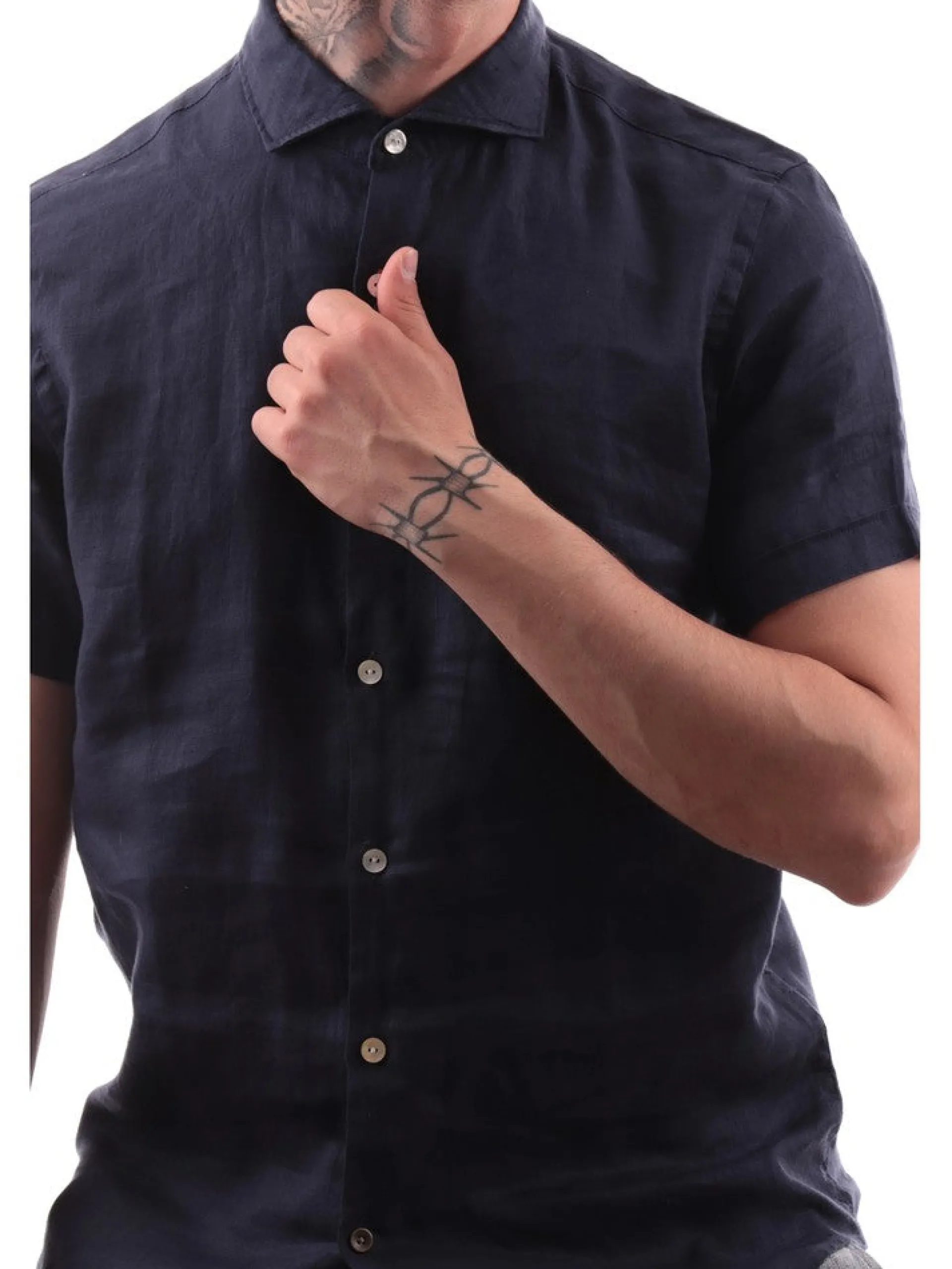 YES ZEE Camicie*Camicia blu da uomo a maniche corte C703UP000