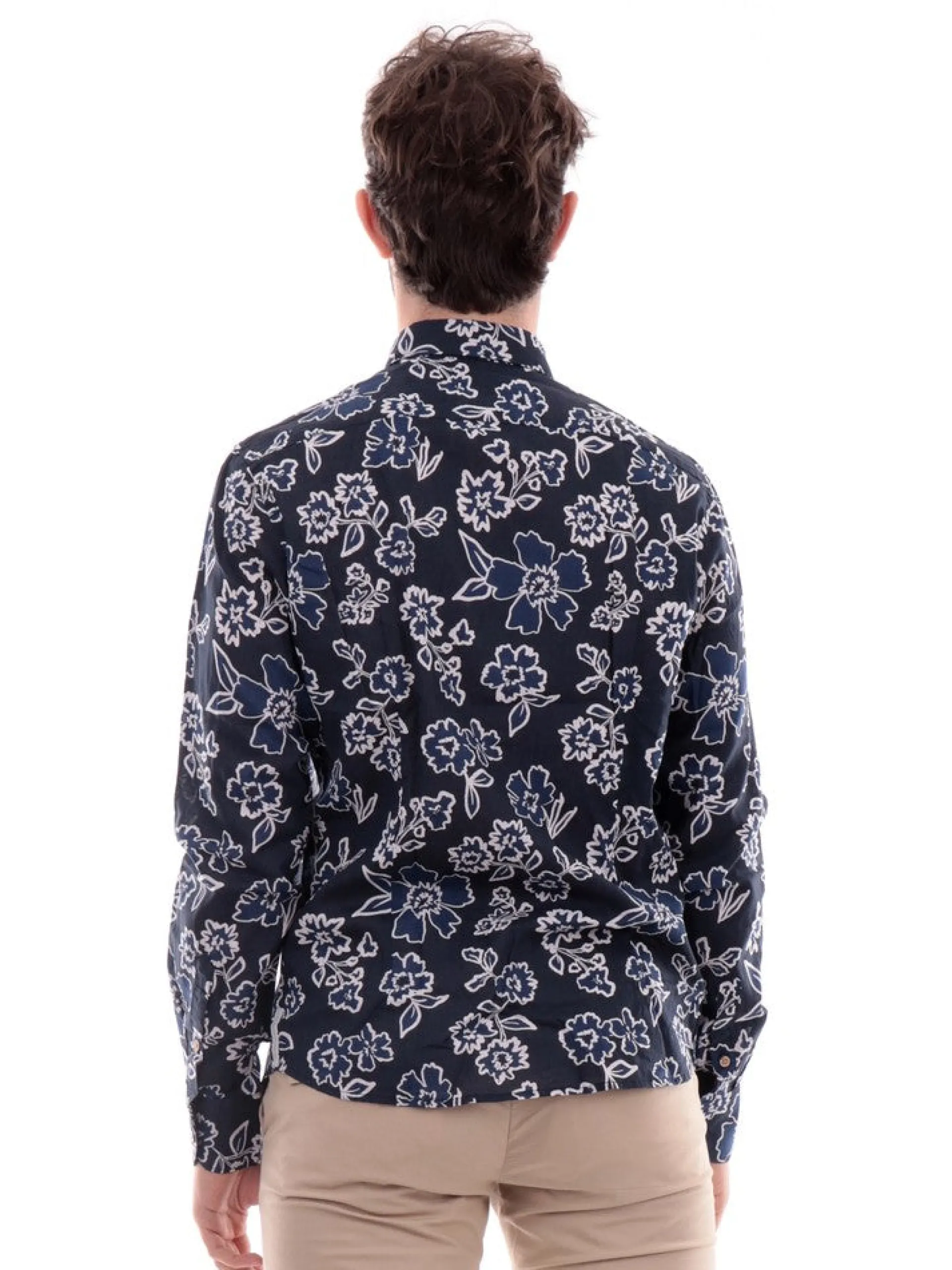 YES ZEE Camicie*Camicia blu da uomo stampa esotica C505UR002