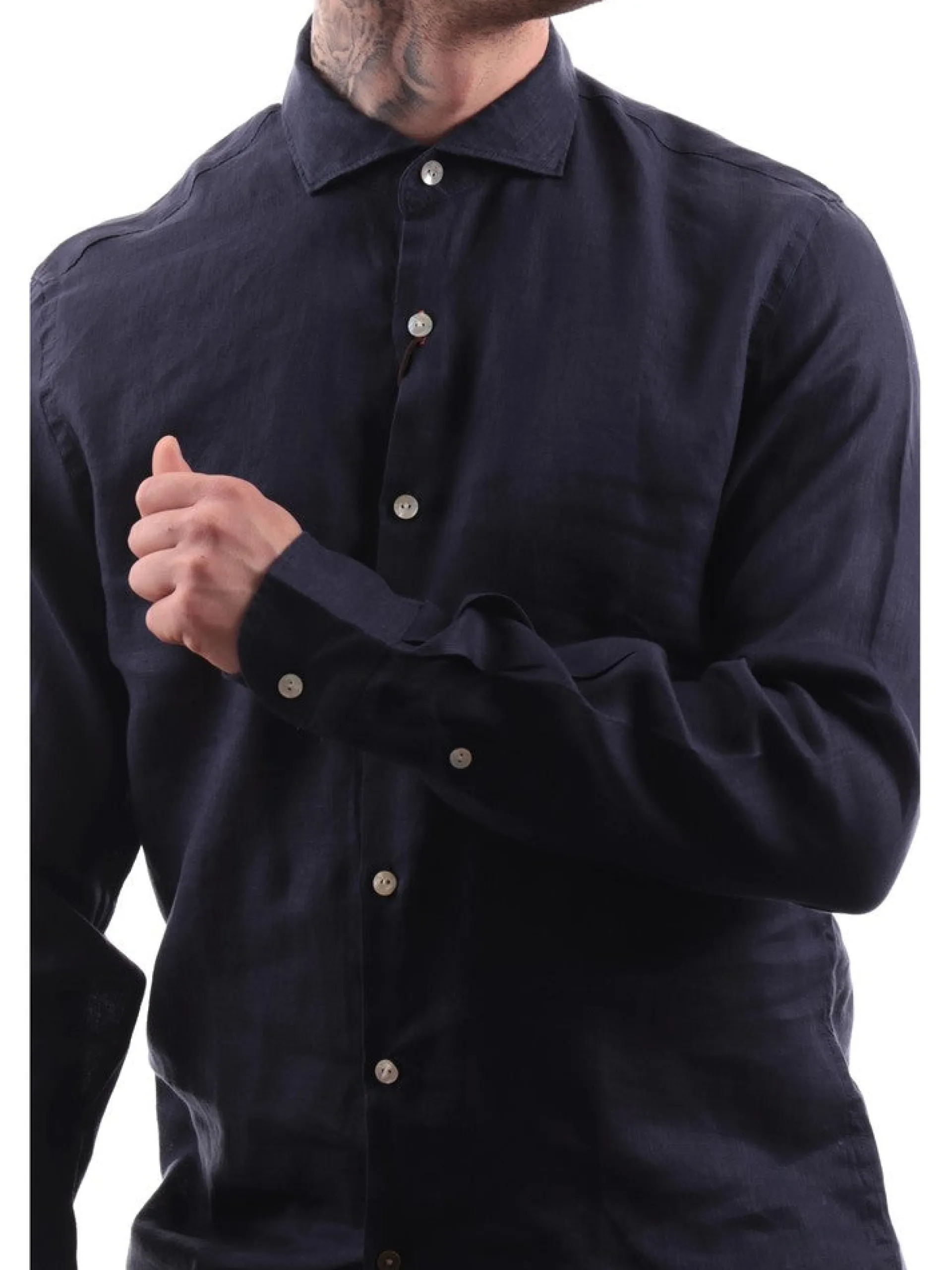 YES ZEE Camicie*Camicia blu da uomo Camicia Collo Piccolo Francese C505UP000