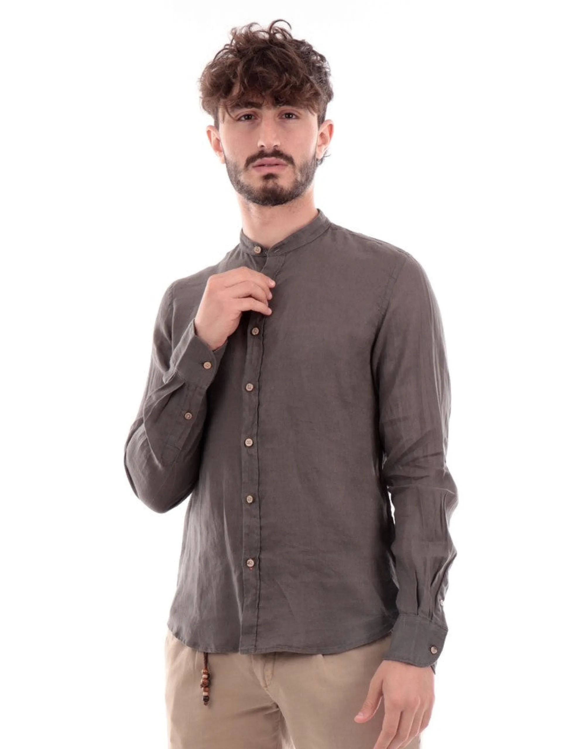 YES ZEE Camicie*Camicia coreana verde militare da uomo C512UP000