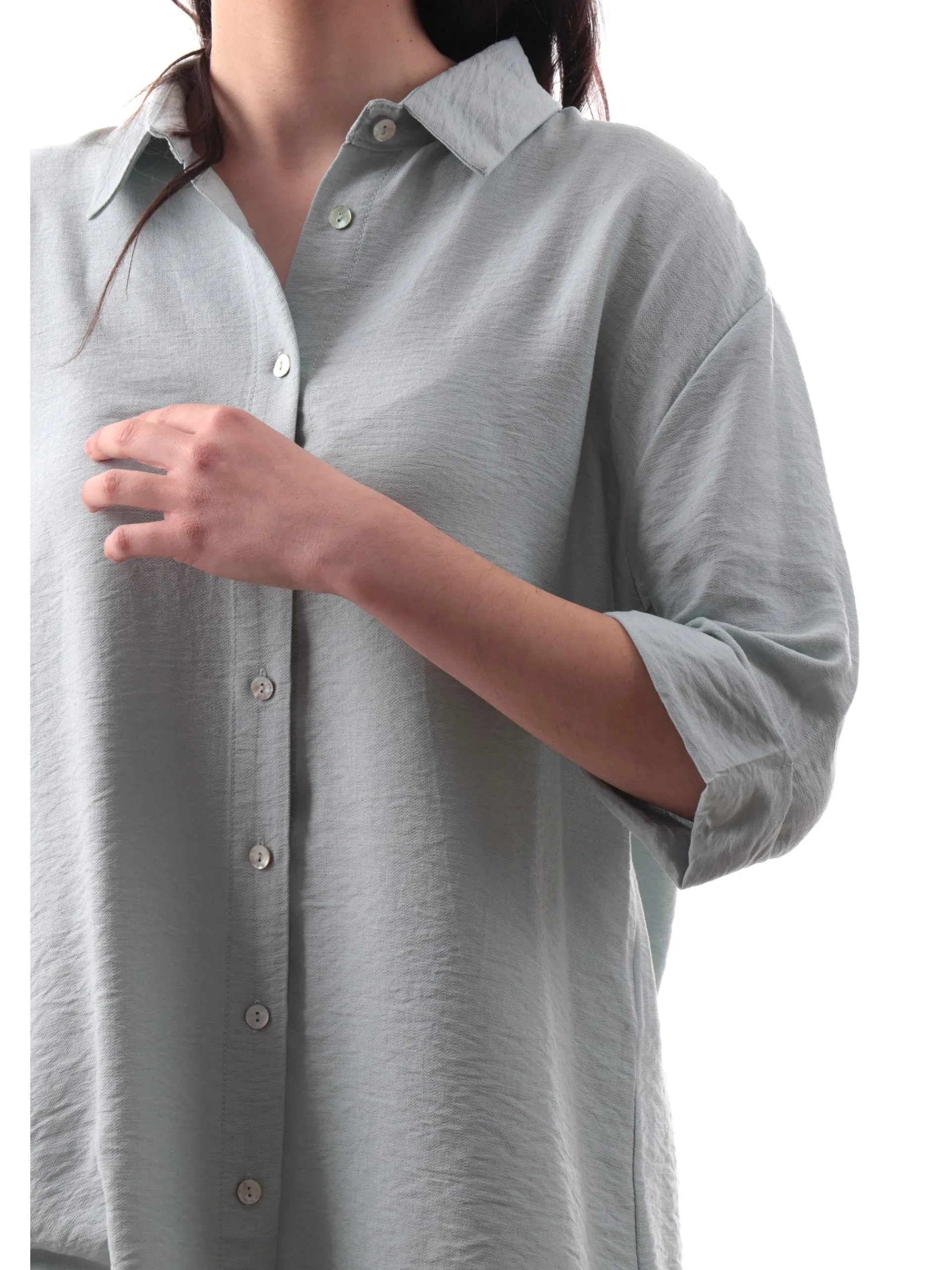 YES ZEE Top & Camicie*Camicia verde da donna maniche corte con risvolto C210YV00
