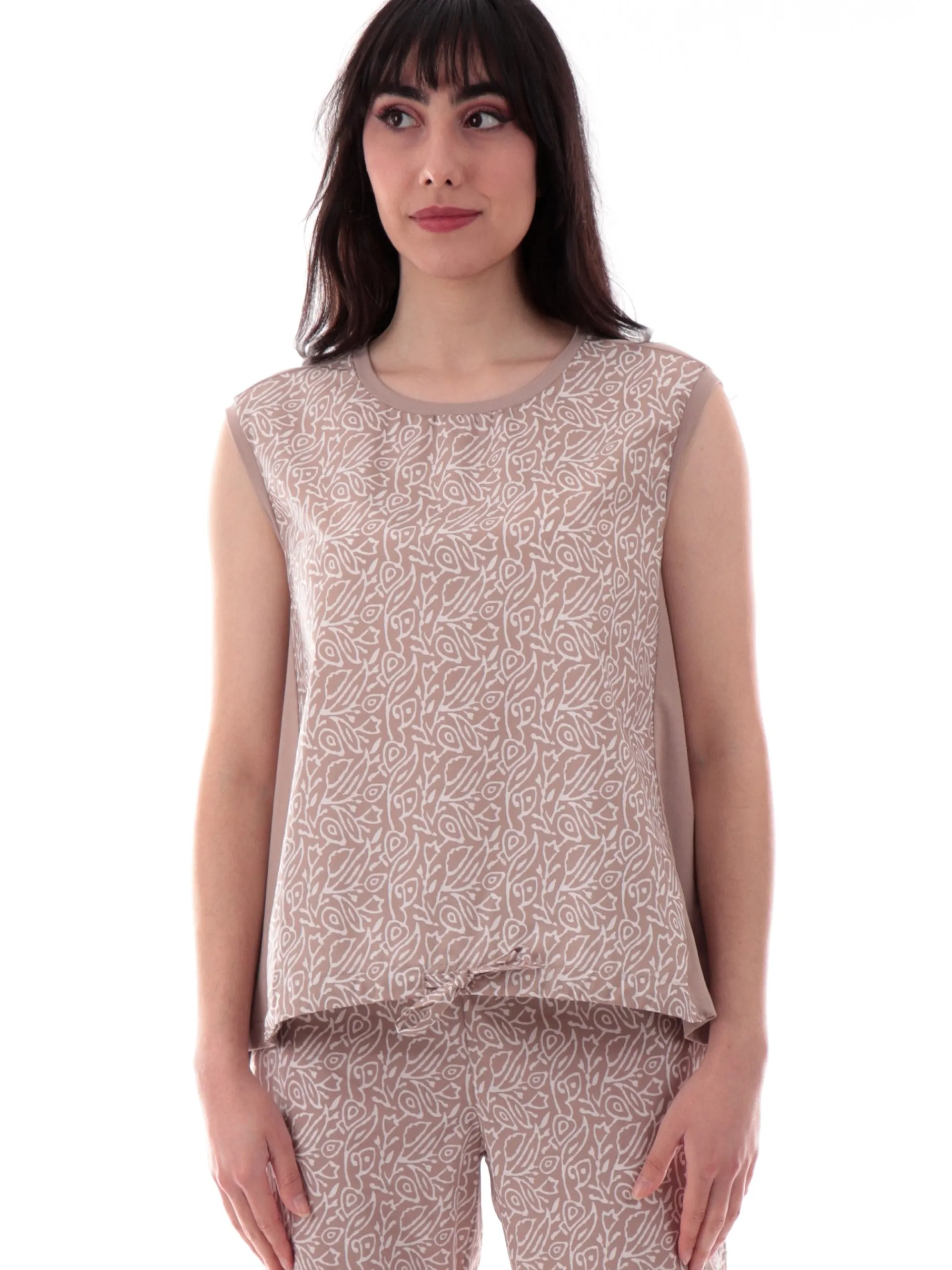 ANIS Maglie*Canotta White beige da donna stampa foulard 251C1336 049