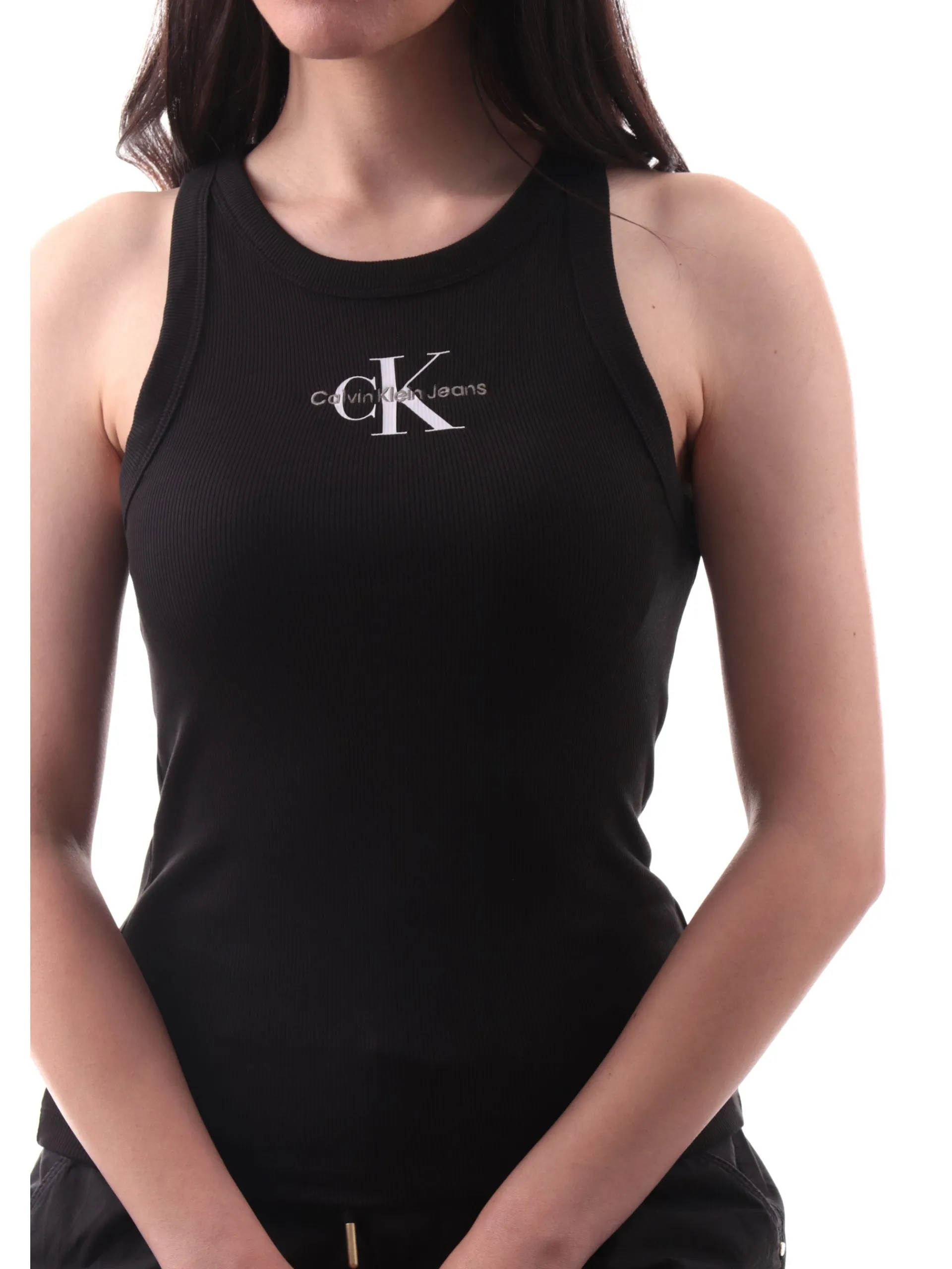 CALVIN KLEIN Maglie*Canotta nera da donna Monologo J20J225301