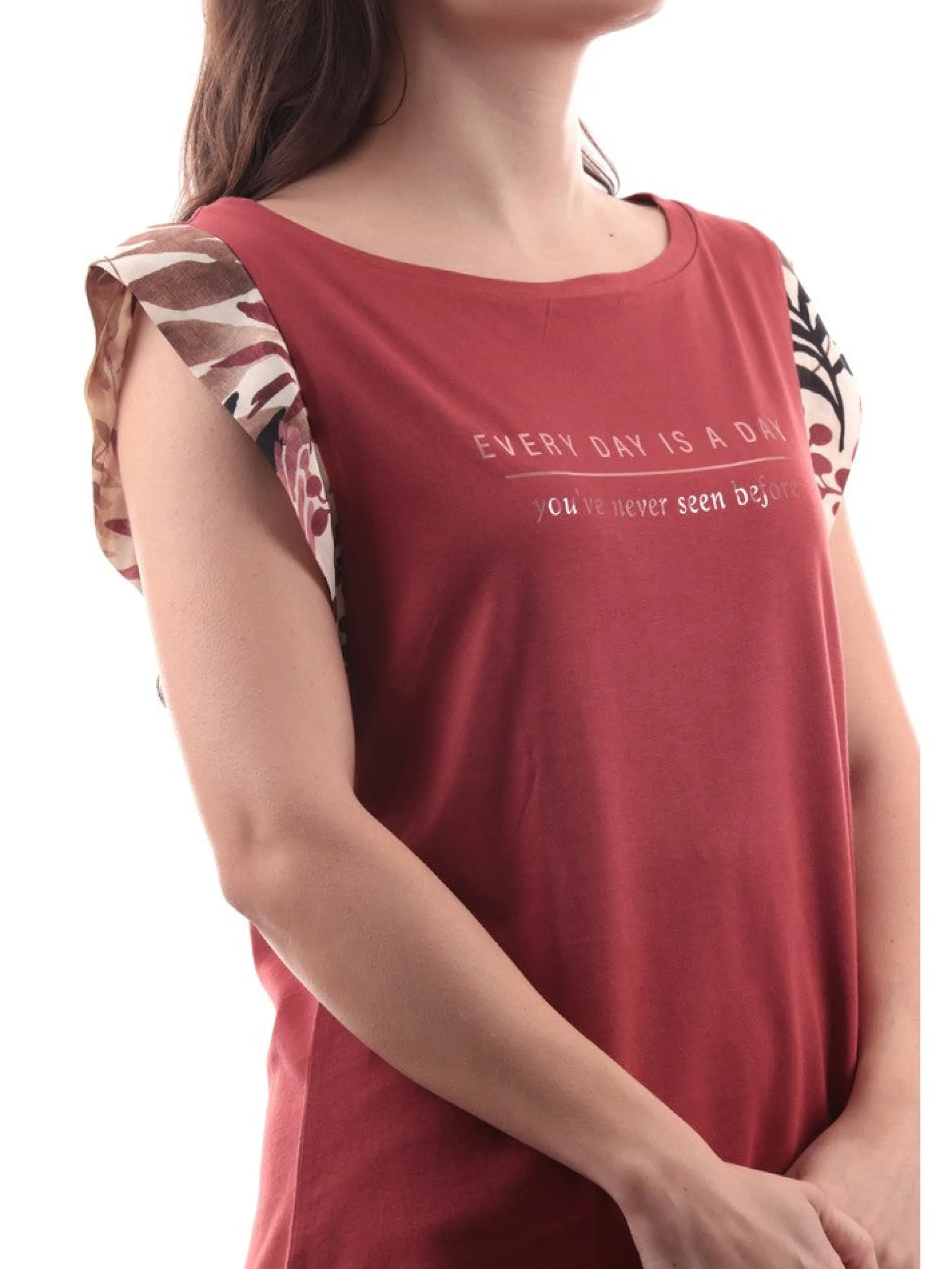 FREDDY T-Shirt*Canotta bordeaux da donna con scritta S3WSLT17