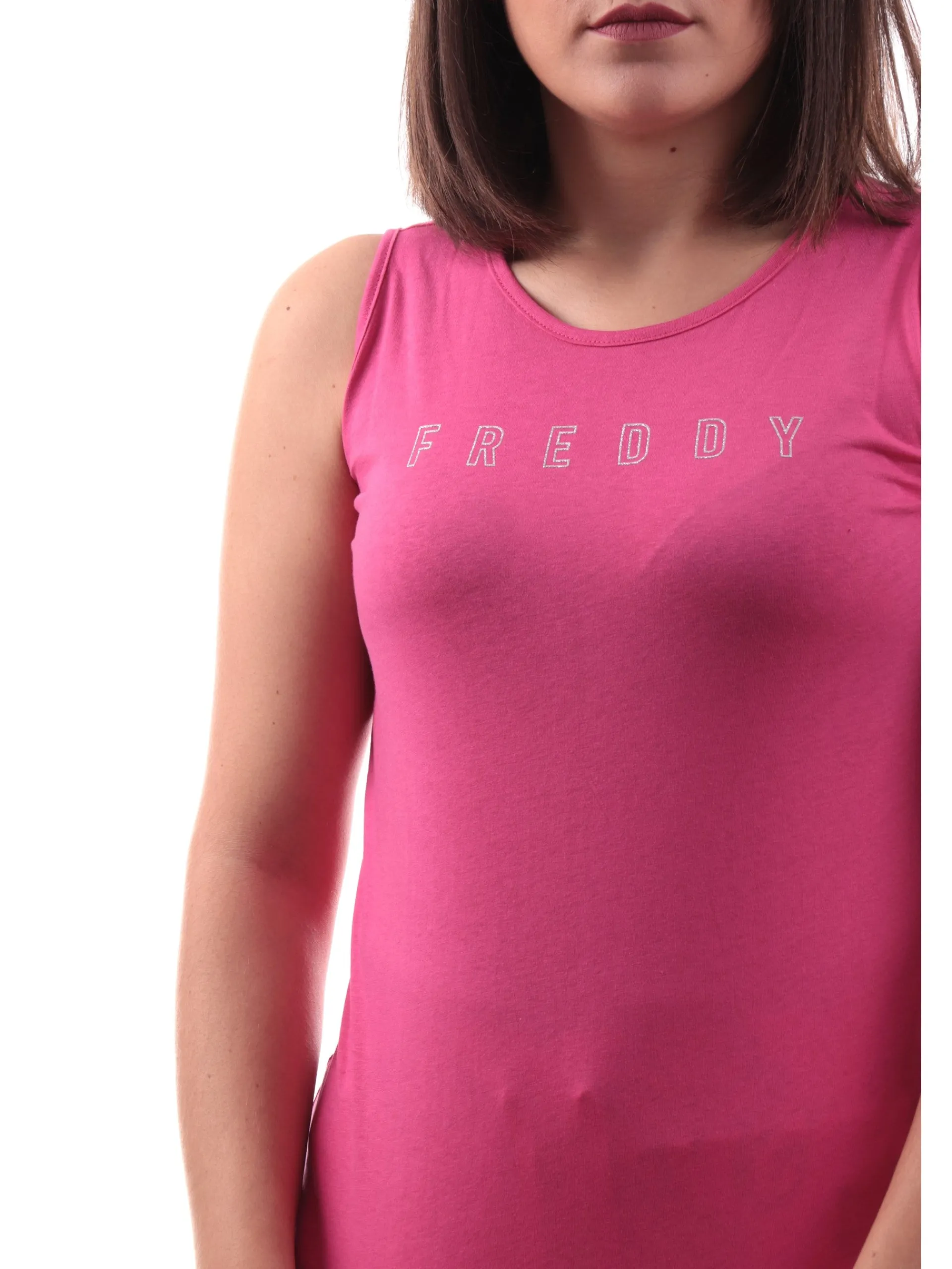 FREDDY Maglie*Canotta fucsia da donna maxi logo con glitter S25WCYLK1