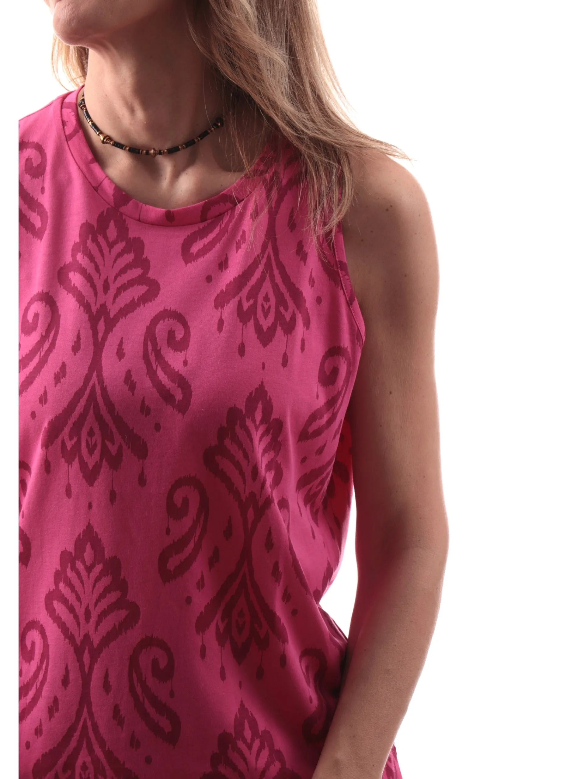 FREDDY Maglie*Canotta fucsia fantasia foulard da donna vestibilità morbida S25WTRT4C IKATF