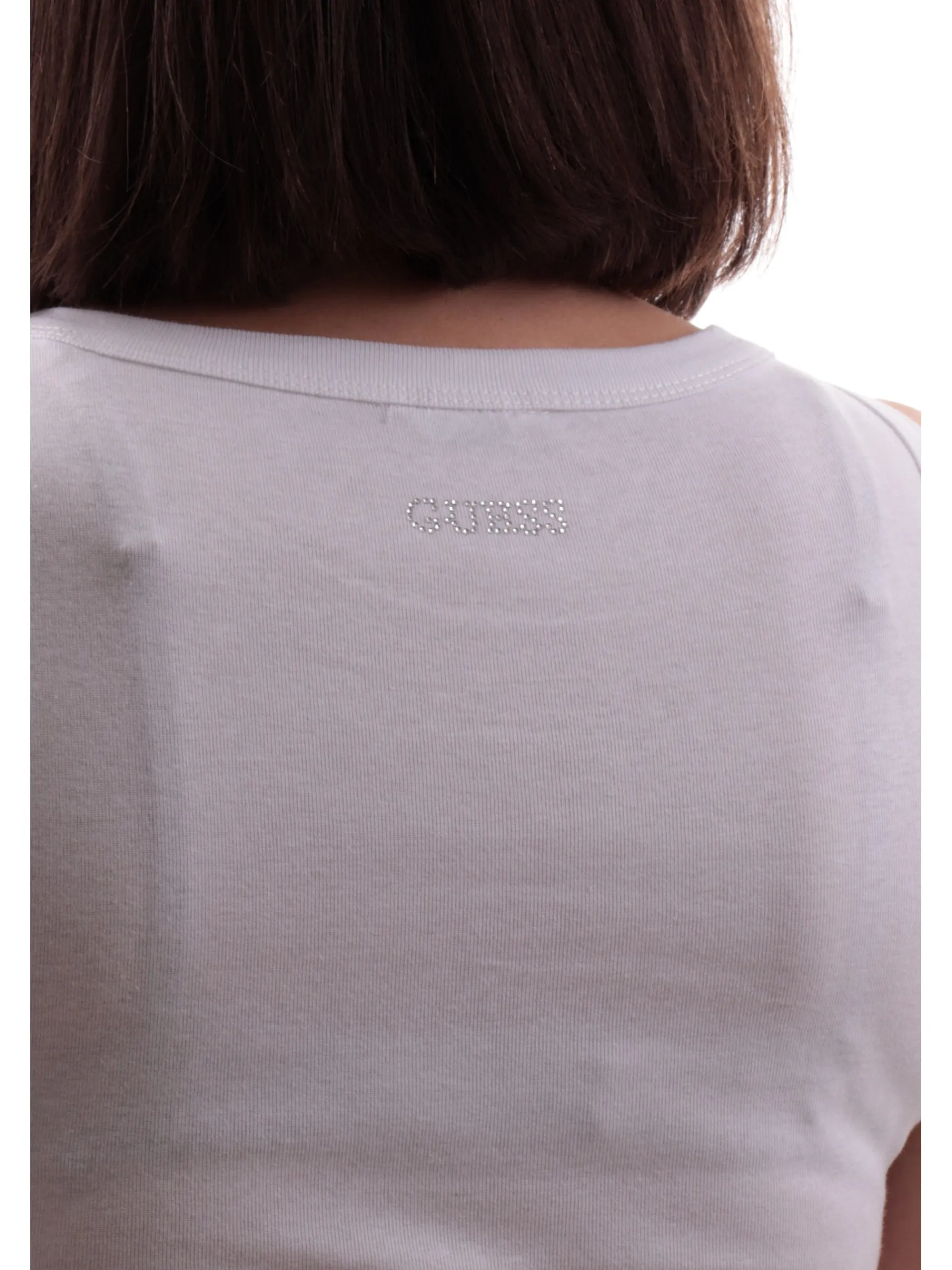 GUESS Maglie*Canotta bianca donna sottogiacca paillets Tank top alexis W5GP06KCS10