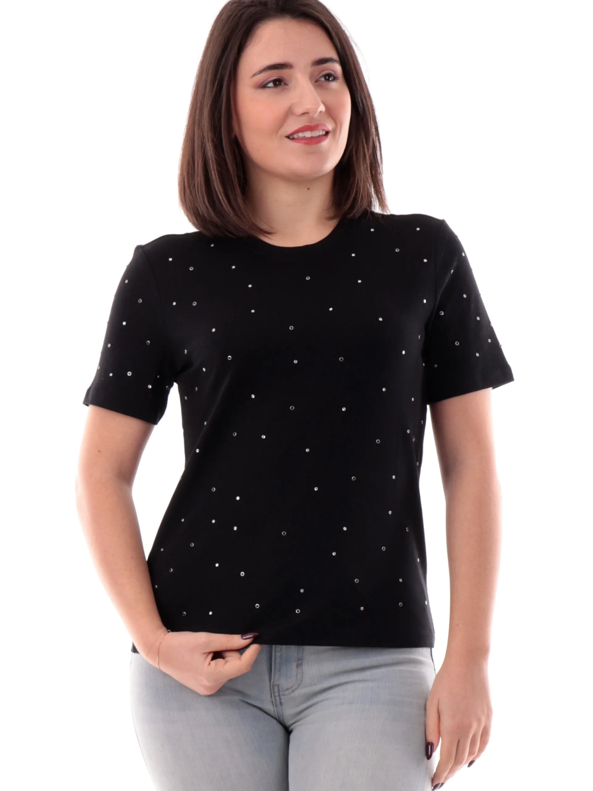 GUESS Maglie*Canotta gialla da donna logo strass e glitter W5GP29KA0H1