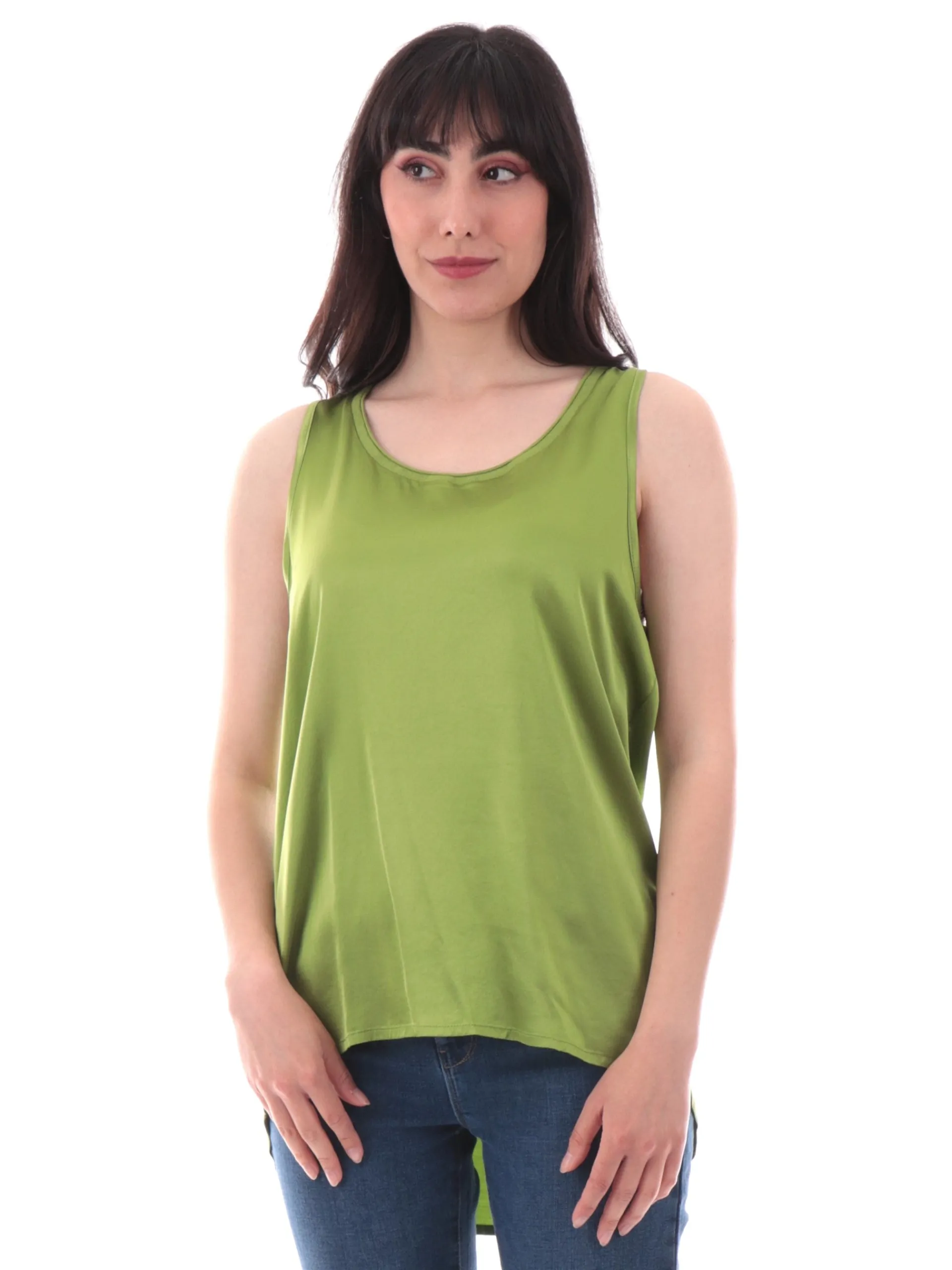 MANILA GRACE Maglie*Canotta scollo a U verde da donna vestibilità morbida Y043VUMA