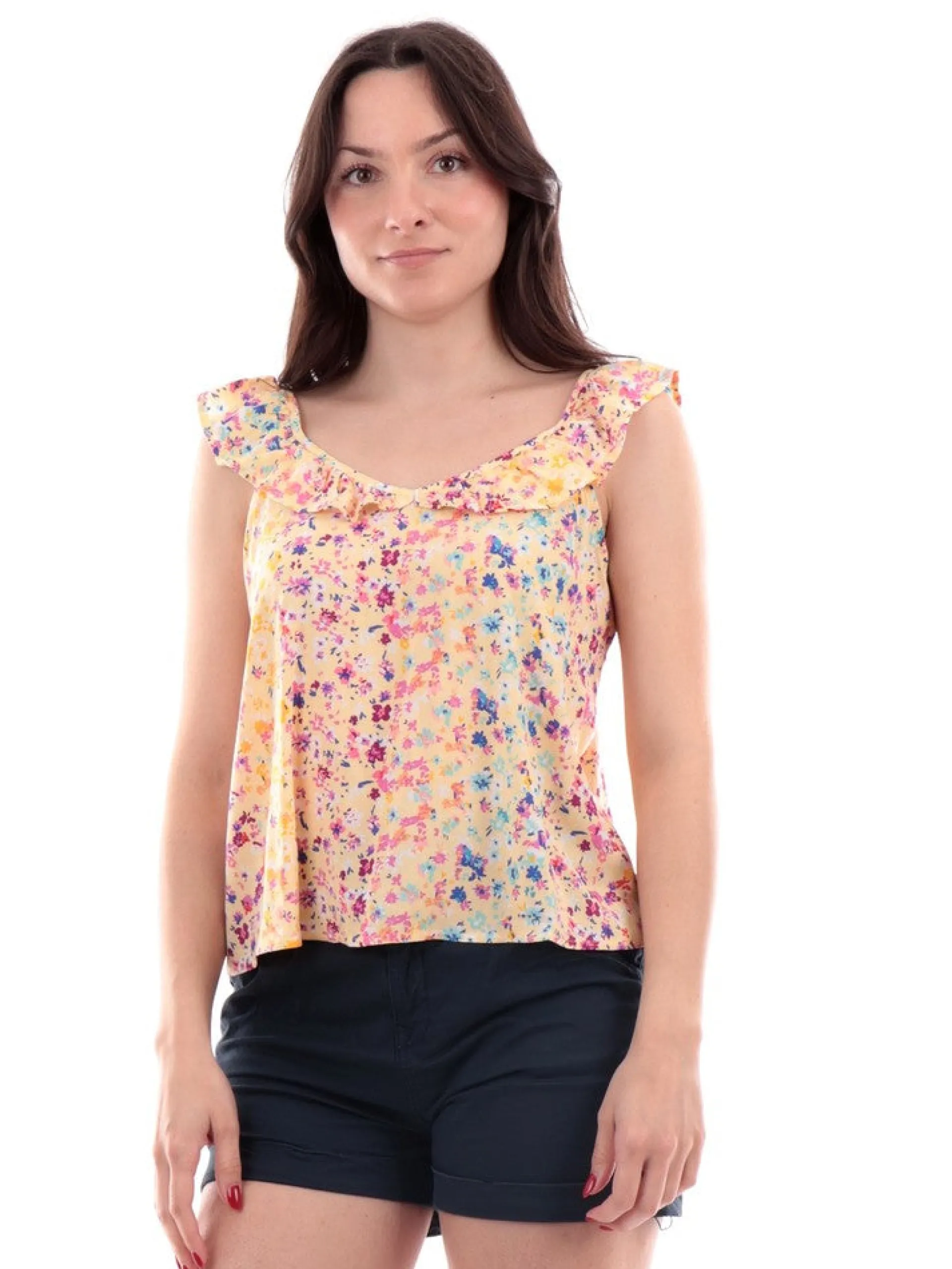 ONLY Maglie*Canotta gialla a fiori da donna 15256602