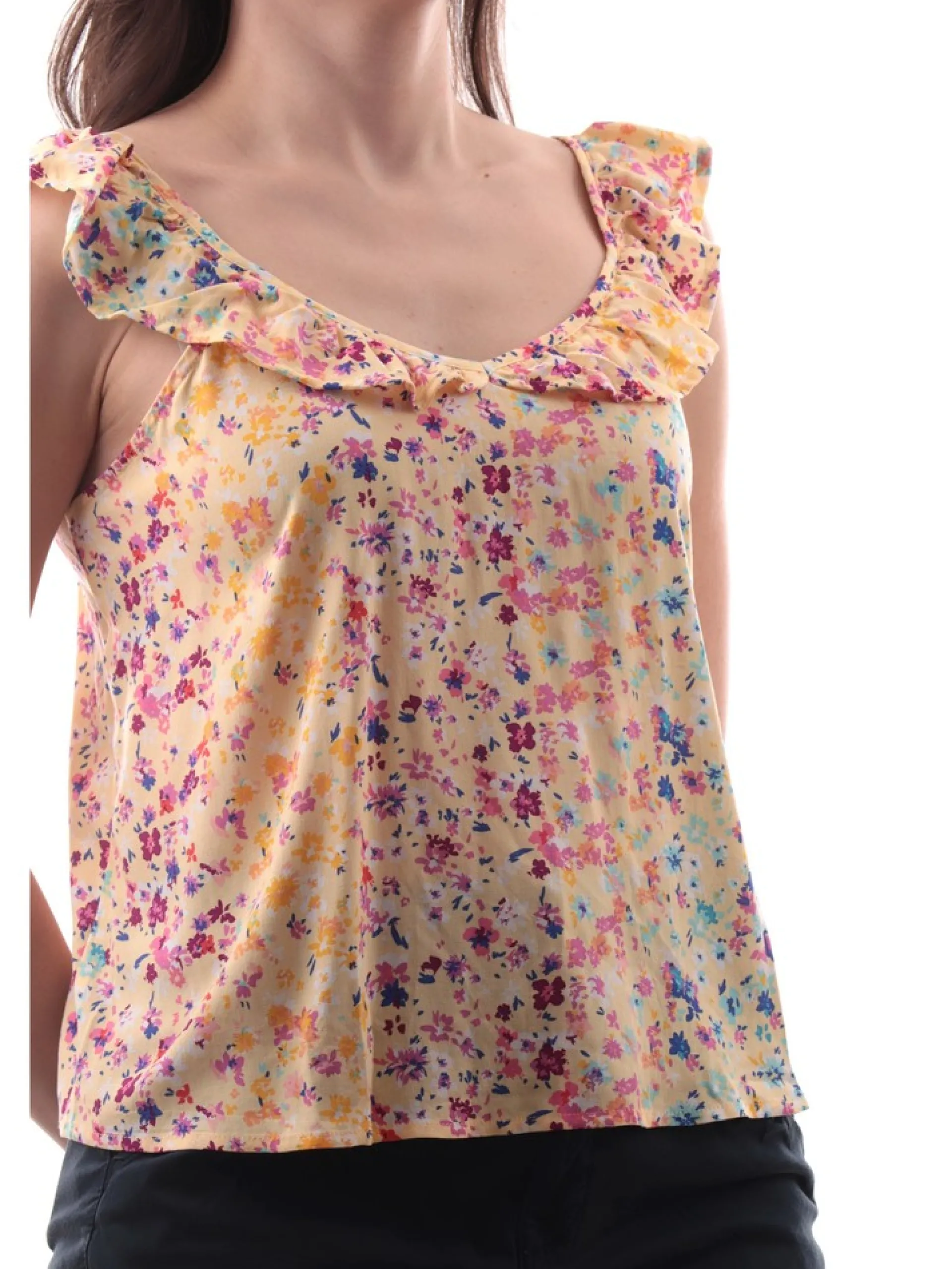 ONLY Maglie*Canotta gialla a fiori da donna 15256602