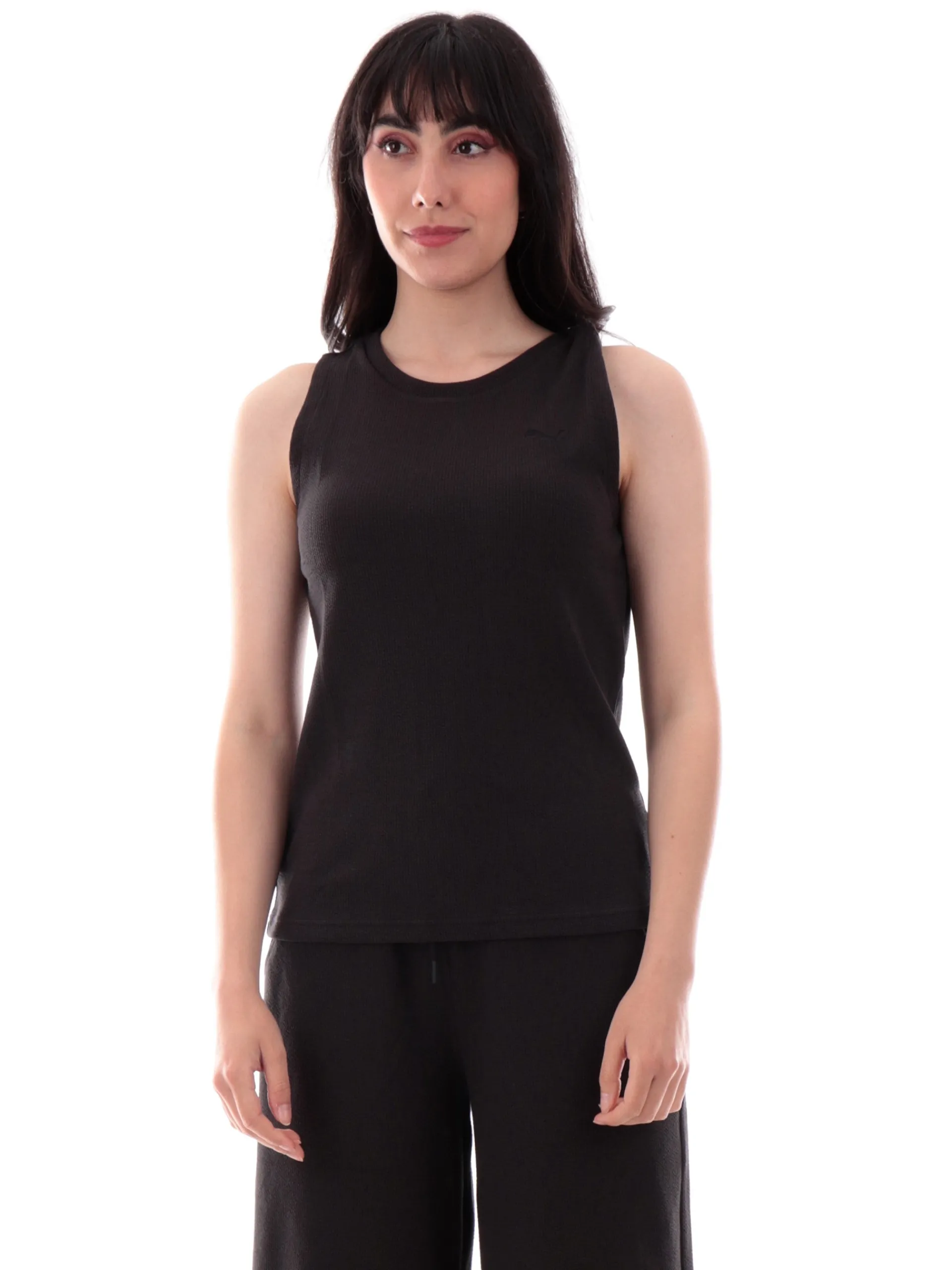 PUMA Maglie*Canotta nera nido d'ape da donna vestibilità morbida 685064