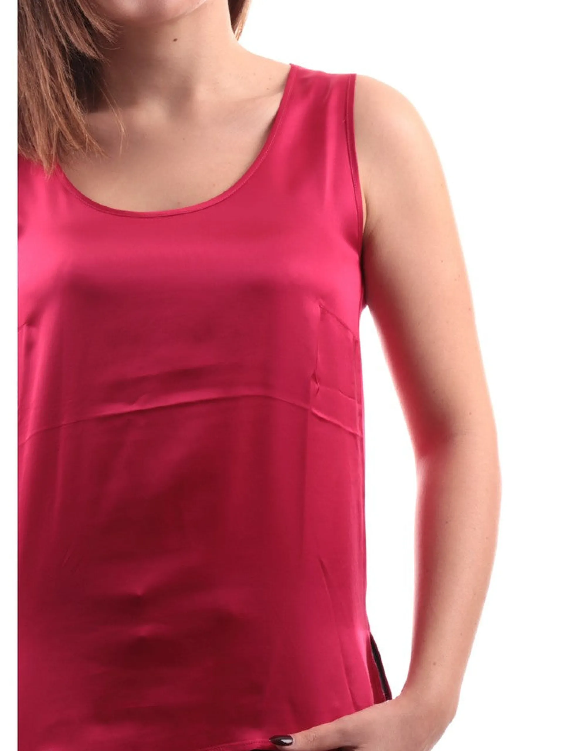 ANIS Maglie*Canotta raso fucsia da donna scollo a U 2431060