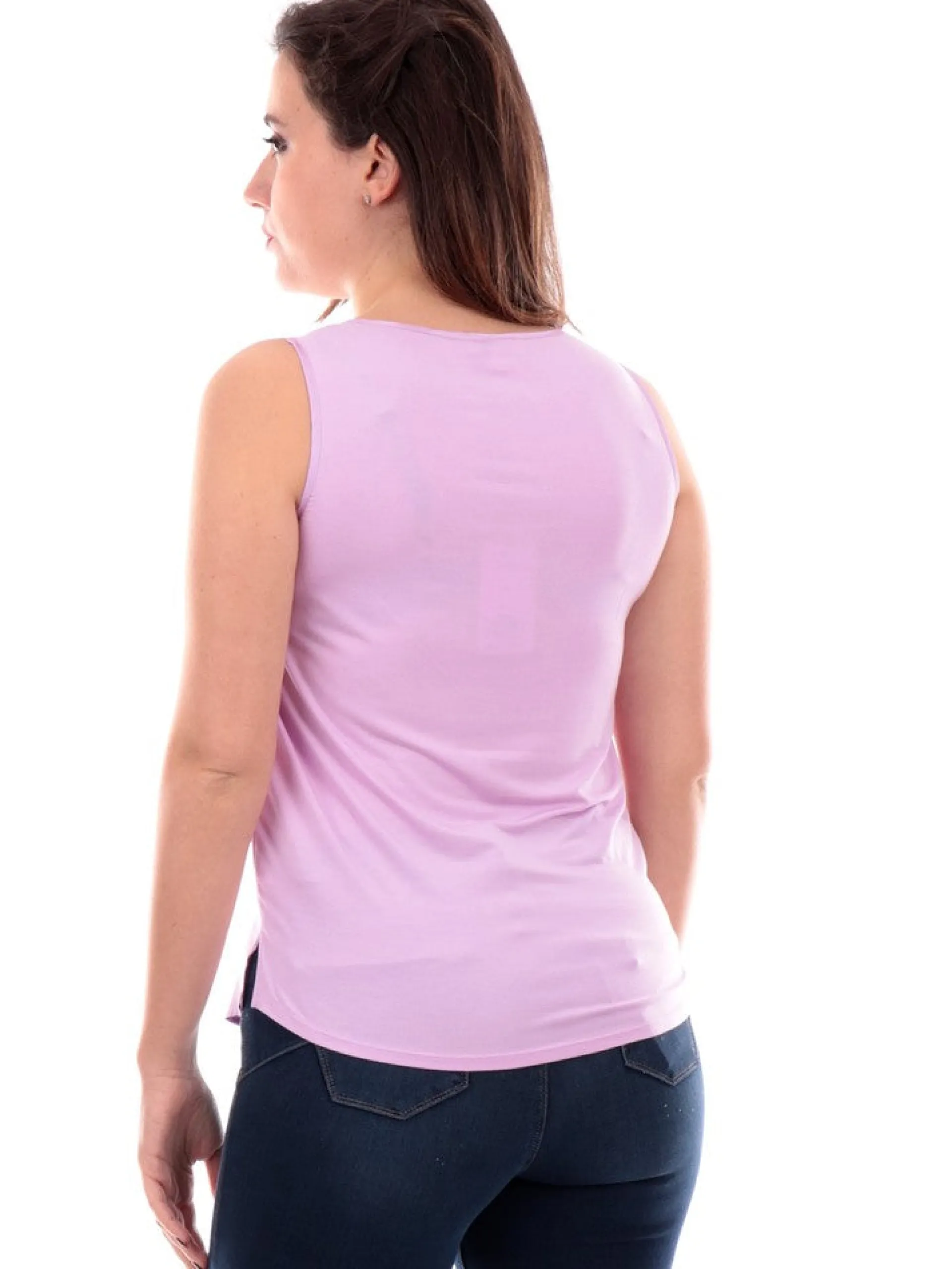 ANIS Maglie*Canotta raso rosa da donna scollo a U 2431060