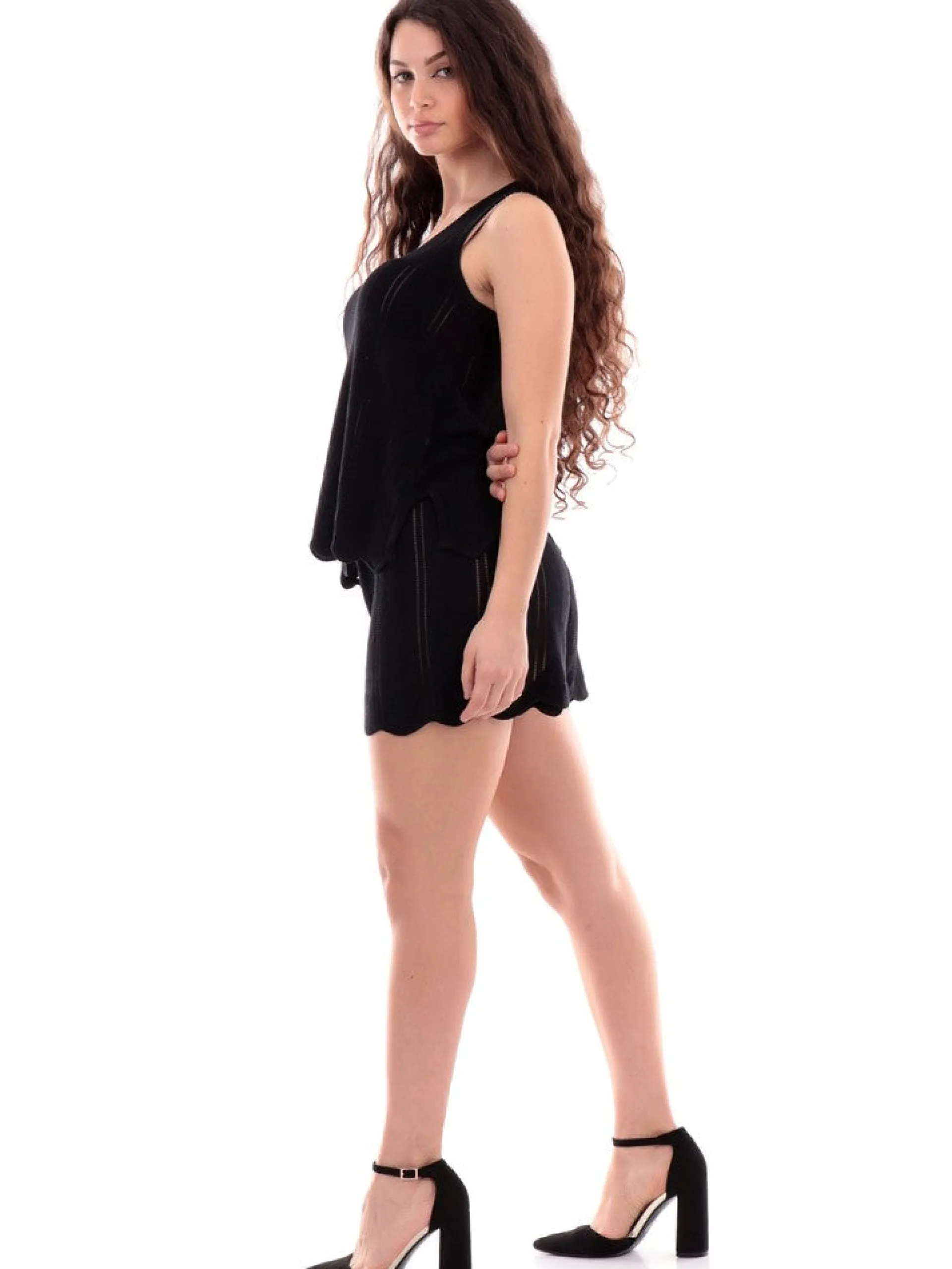 TIFFOSI Maglie*Canotta Top uncinetto donna lurex neri 1005528