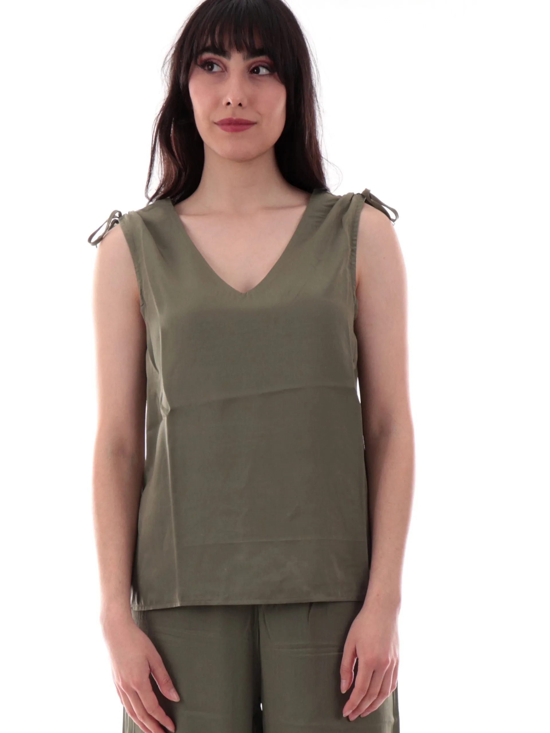 MOLLYBRACKEN Maglie*Canotta Verde militare Molly Bracken scollo a V da donna LA211DPKHAKI