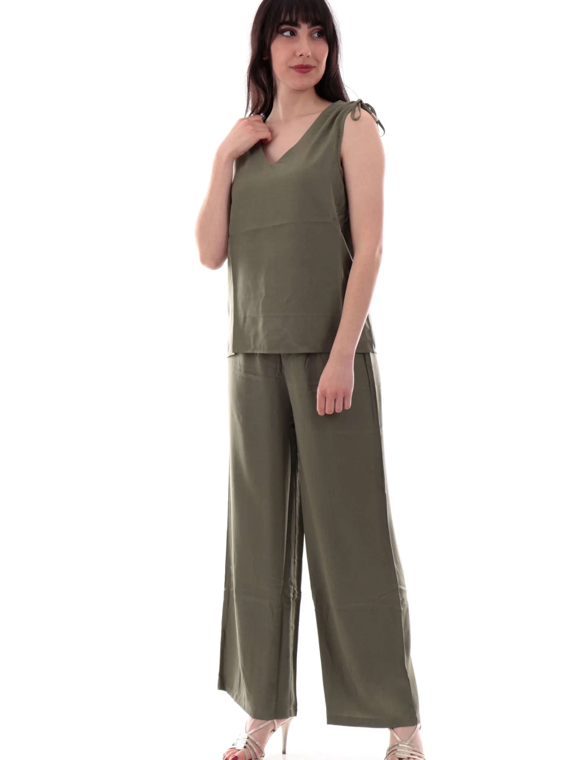 MOLLYBRACKEN Maglie*Canotta Verde militare Molly Bracken scollo a V da donna LA211DPKHAKI