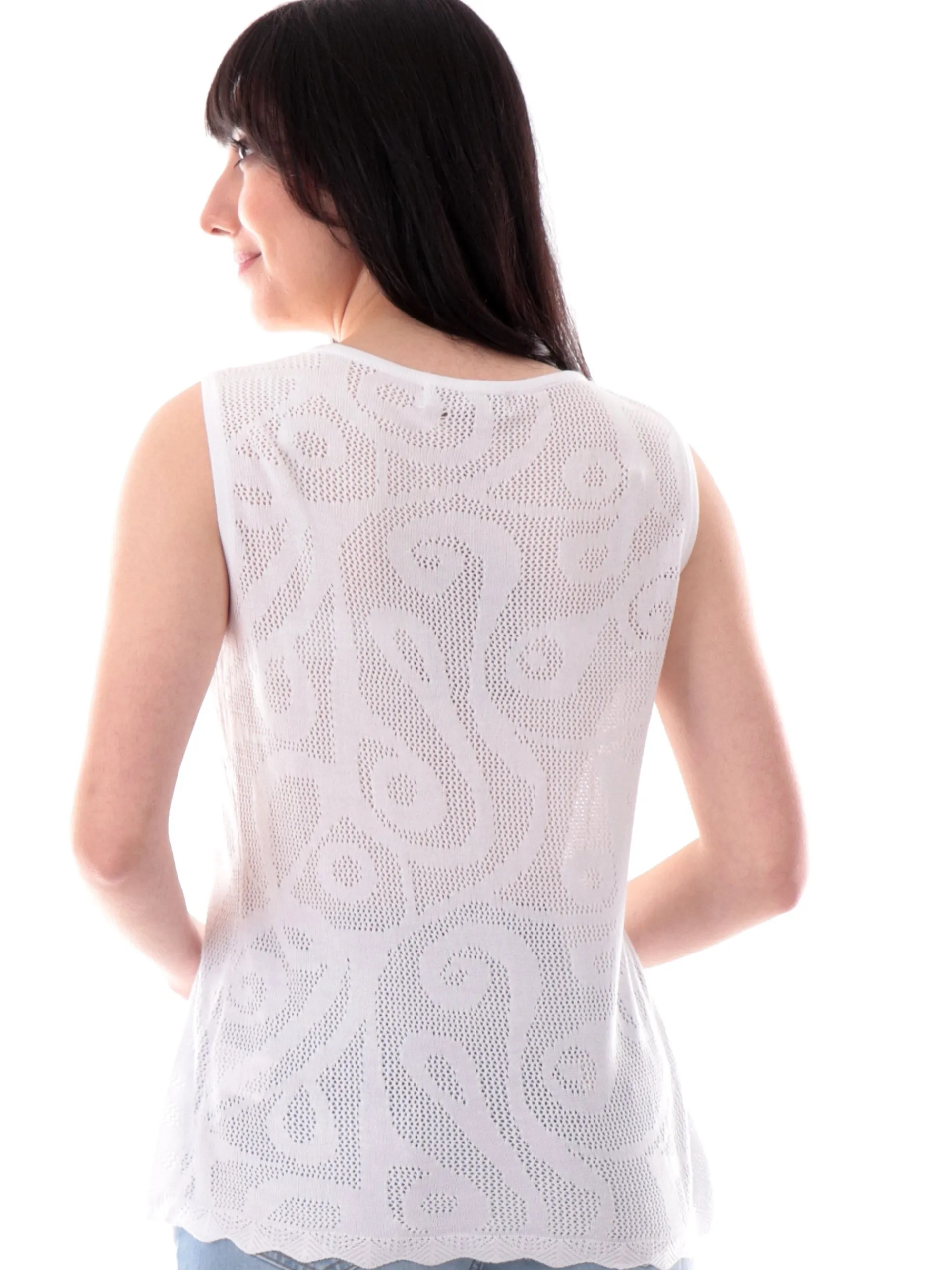 YES ZEE Maglie*Canotta donna in filo traforata bianca M227I900