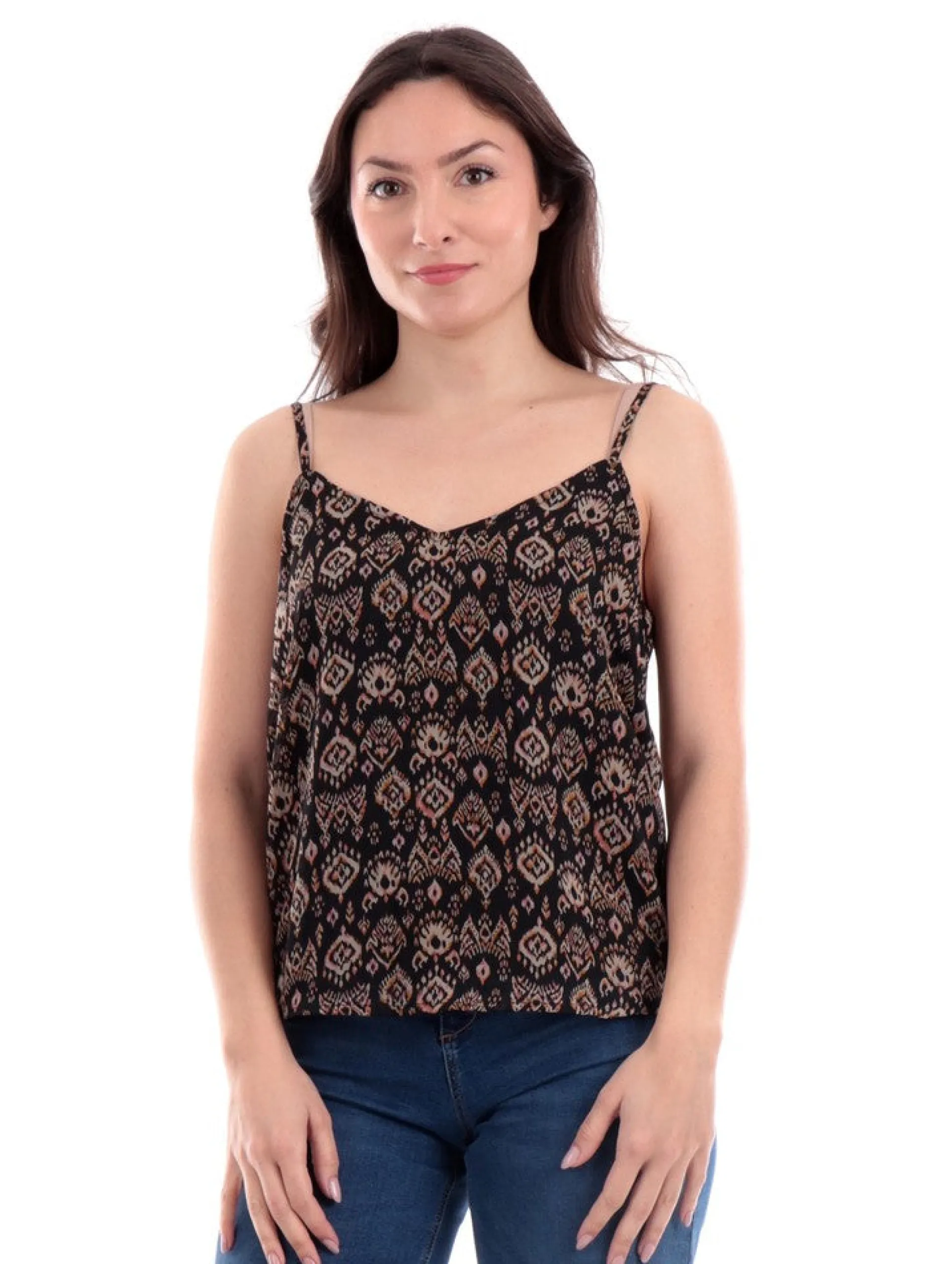 ONLY Maglie*Canottiera Sottogiacca con bretelline Scollo a V Nera ad Donna 15283844
