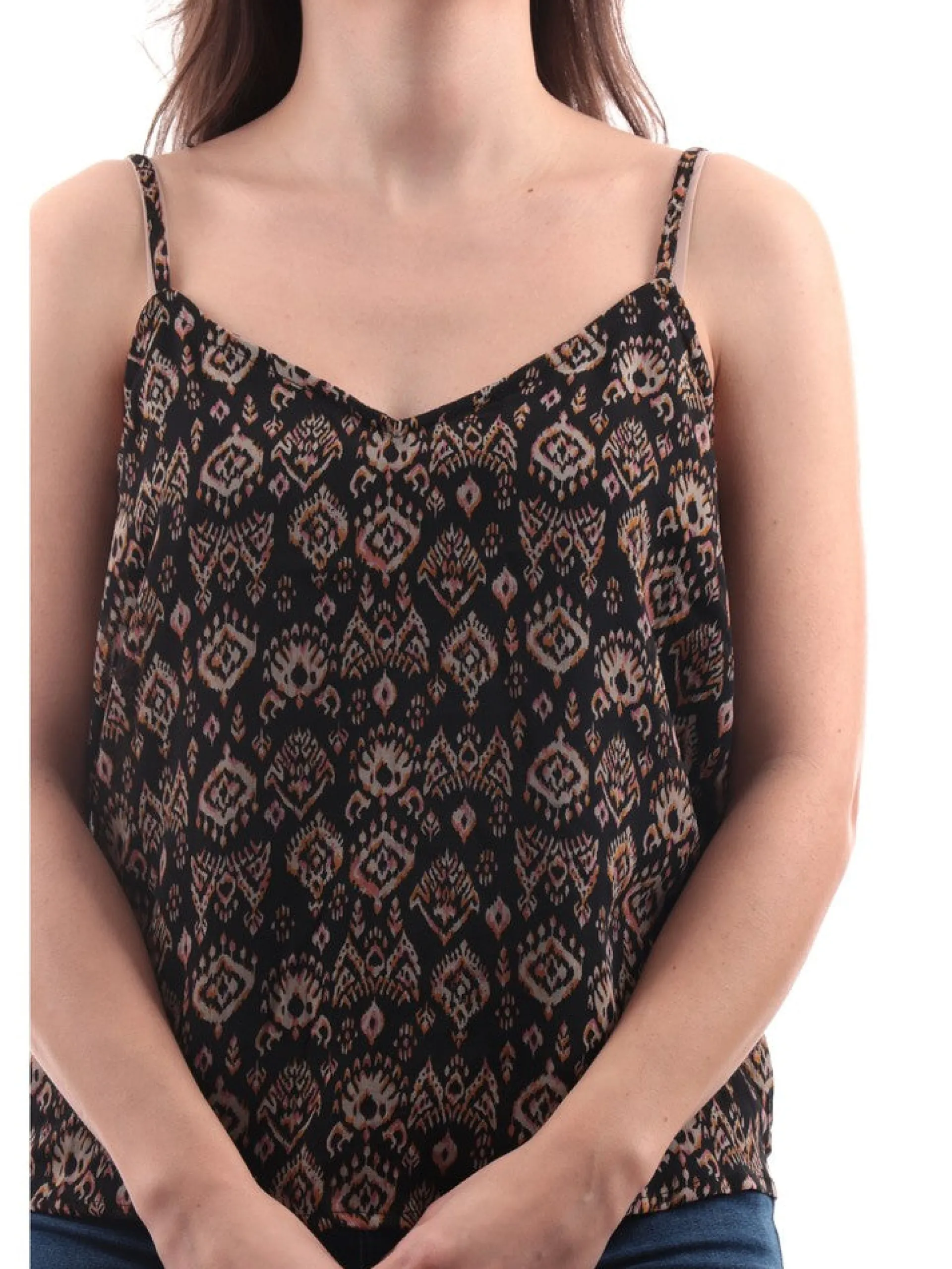 ONLY Maglie*Canottiera Sottogiacca con bretelline Scollo a V Nera ad Donna 15283844