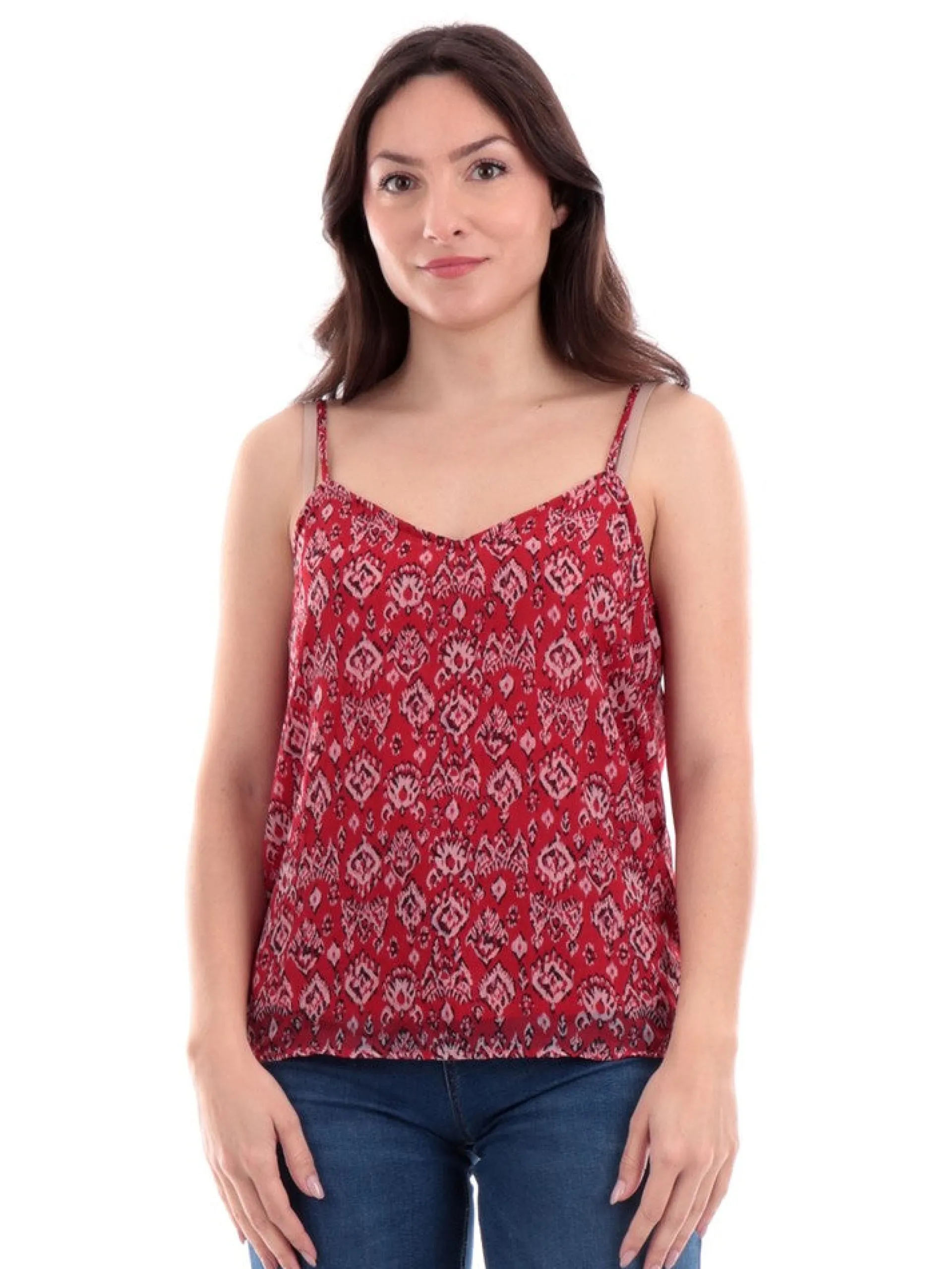 ONLY Maglie*Canottiera Sottogiacca con bretelline Scollo a V Rossa da Donna 15283844