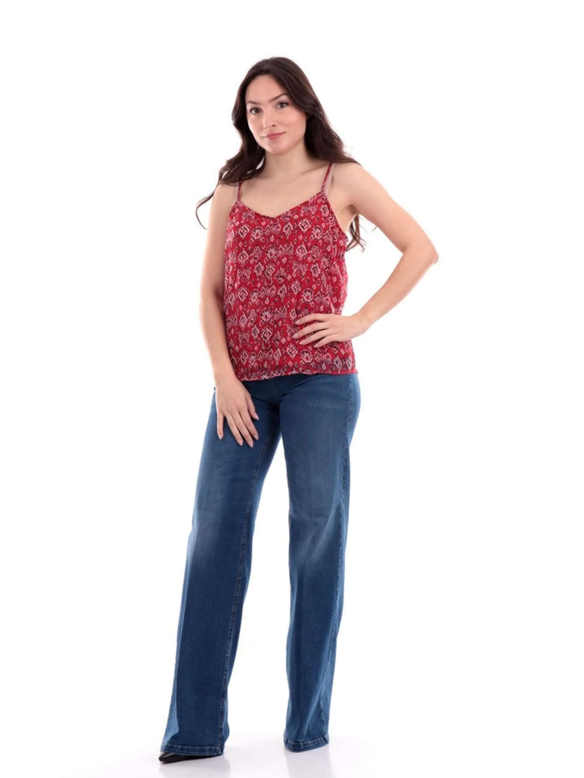 ONLY Maglie*Canottiera Sottogiacca con bretelline Scollo a V Rossa da Donna 15283844