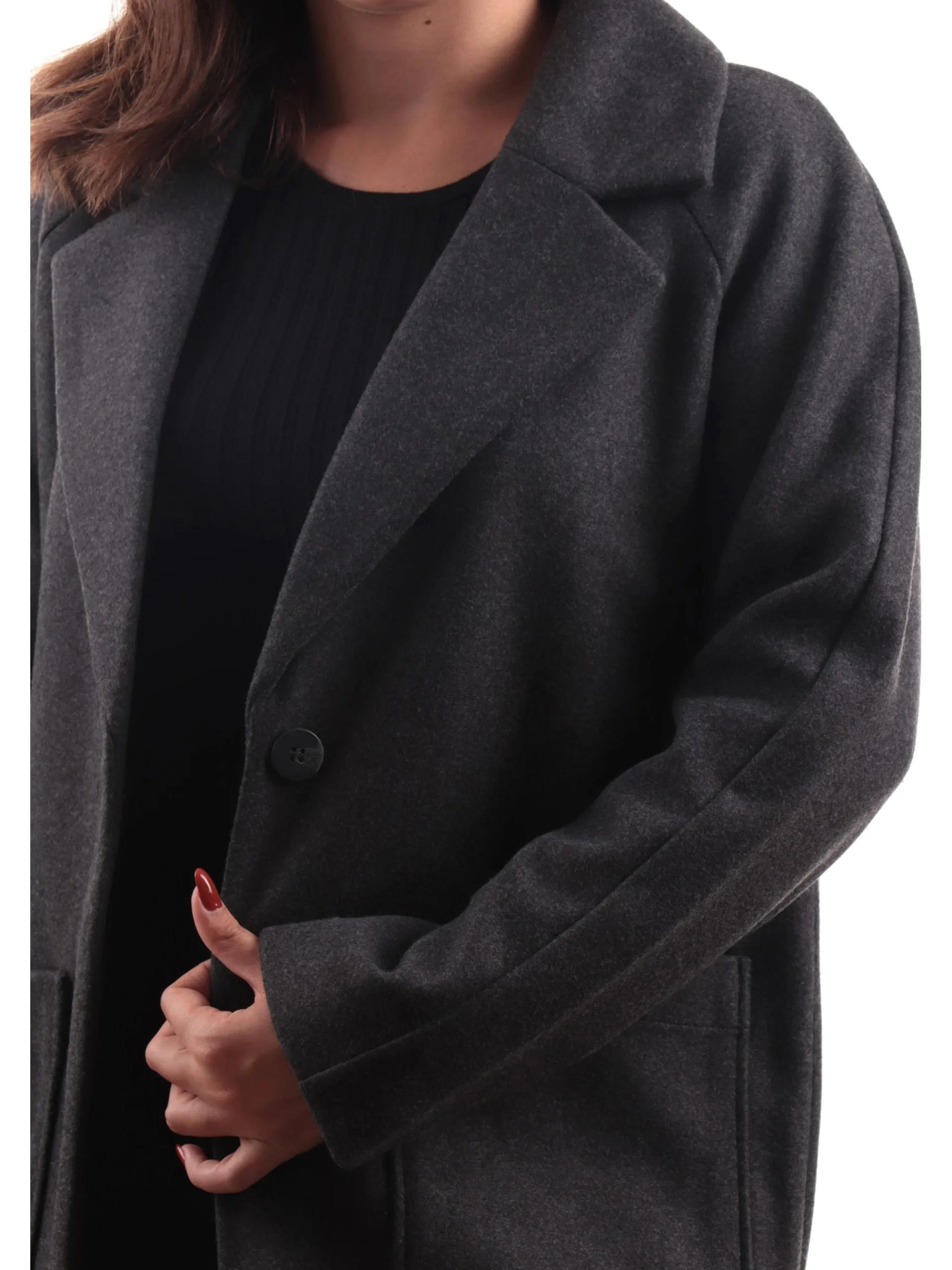 ONLY Cappotti*Cappotto donna grigio scuro Life 15285883