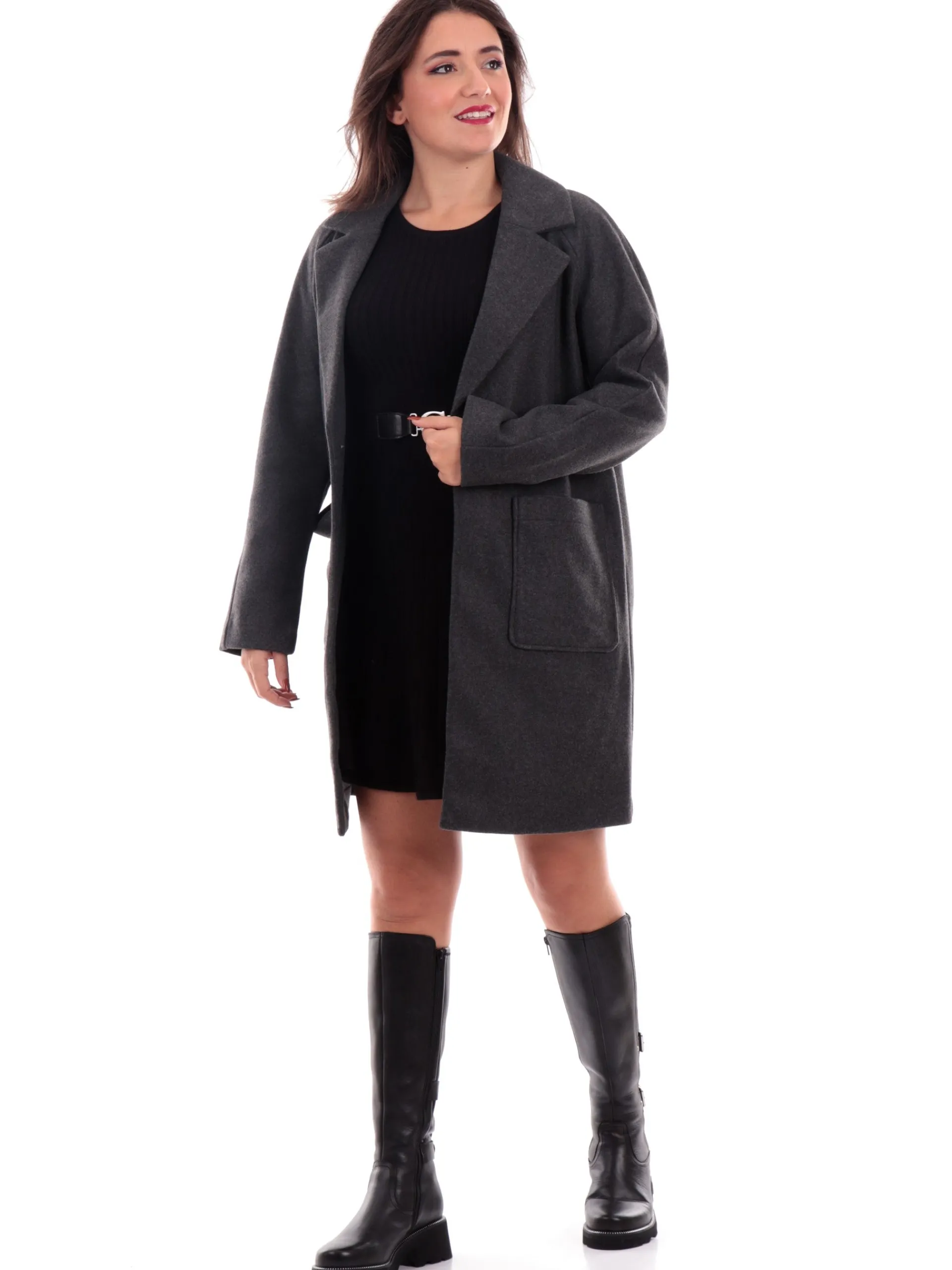 ONLY Cappotti*Cappotto donna grigio scuro Life 15285883