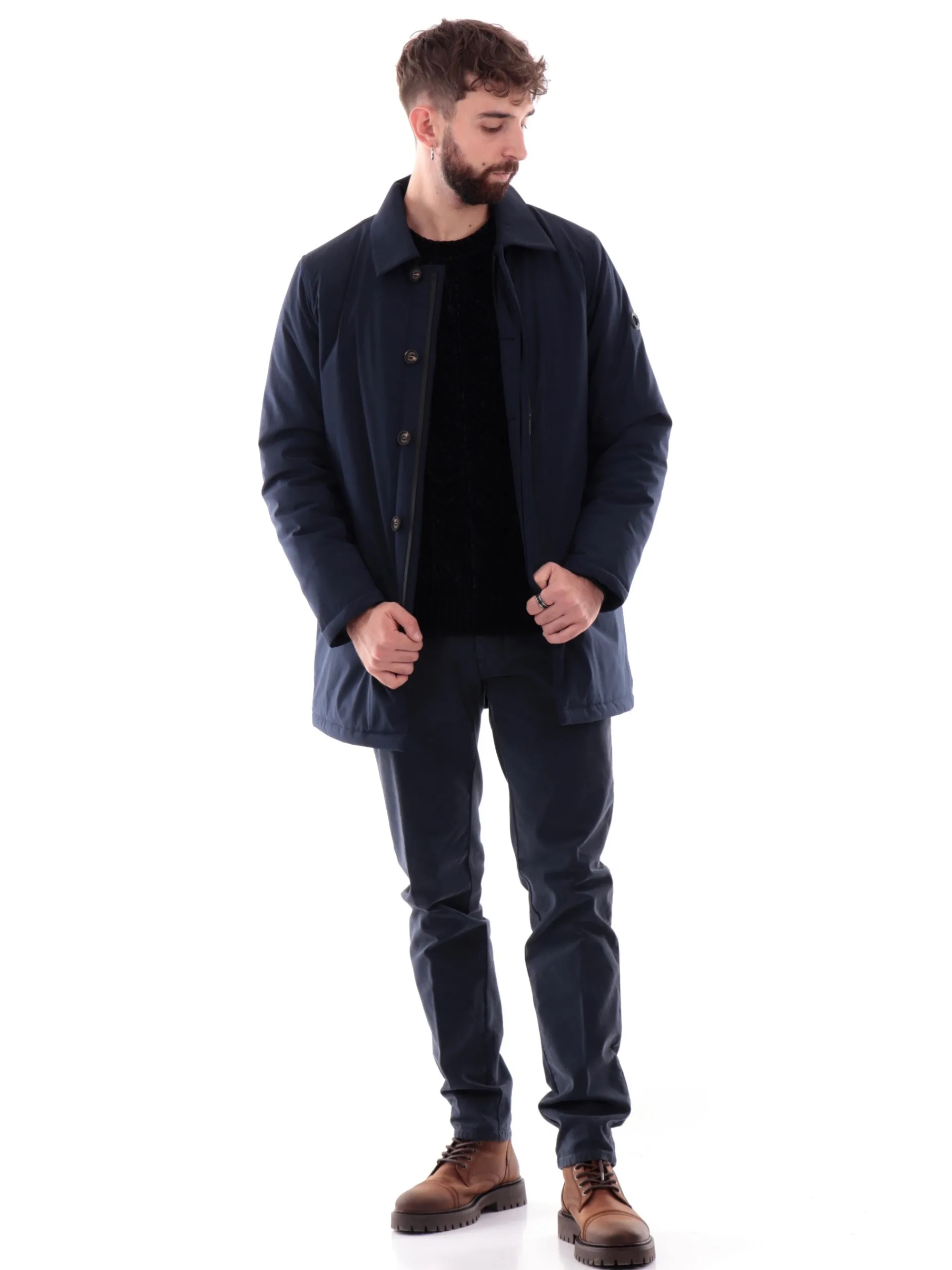 MARKUP Giubbotti*Cappotto blu da uomo realizzato in tessuto tecnico Softshell MK794014