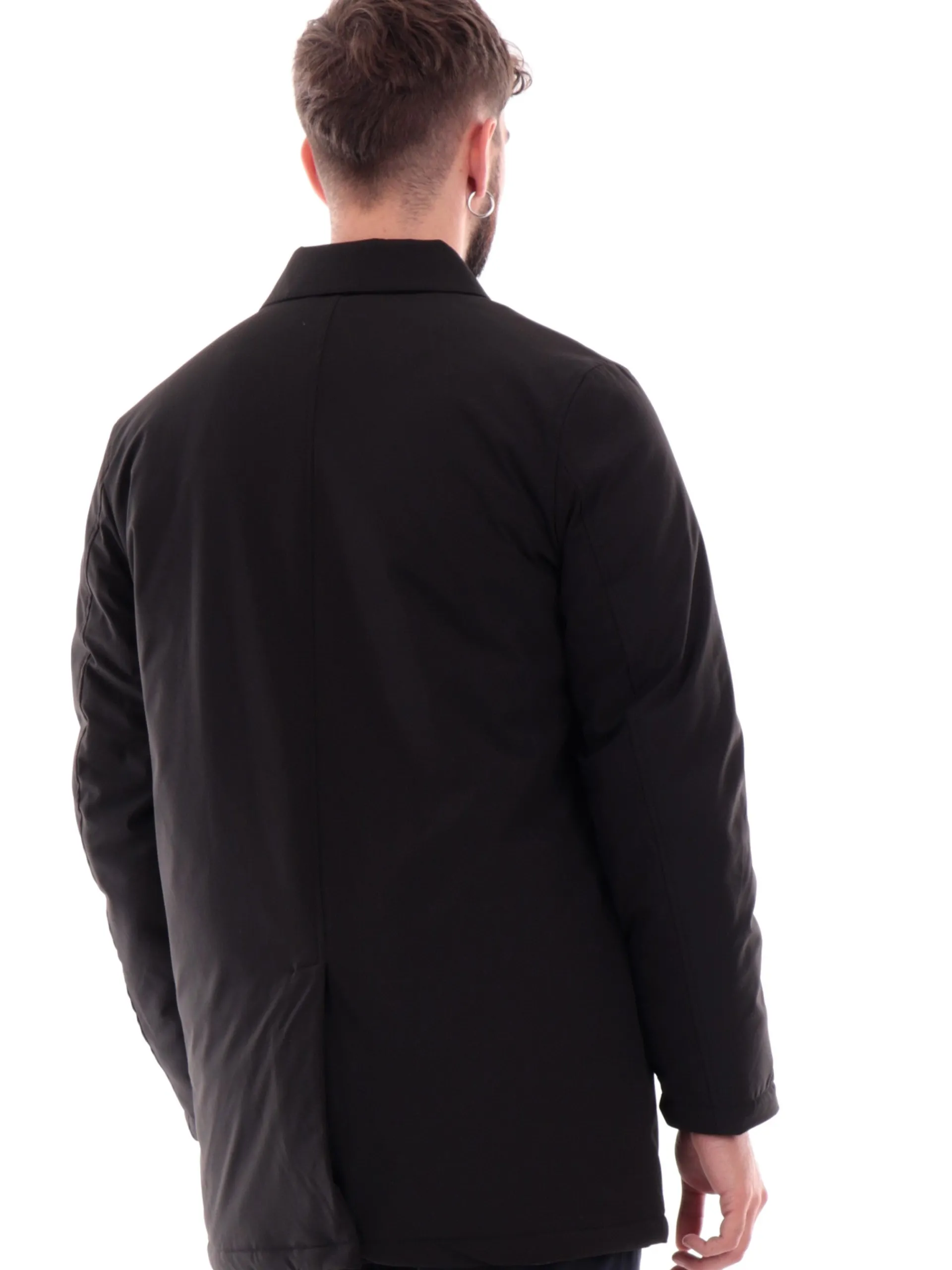 MARKUP Giubbotti*Cappotto nero da uomo realizzato in tessuto tecnico Softshell MK794014