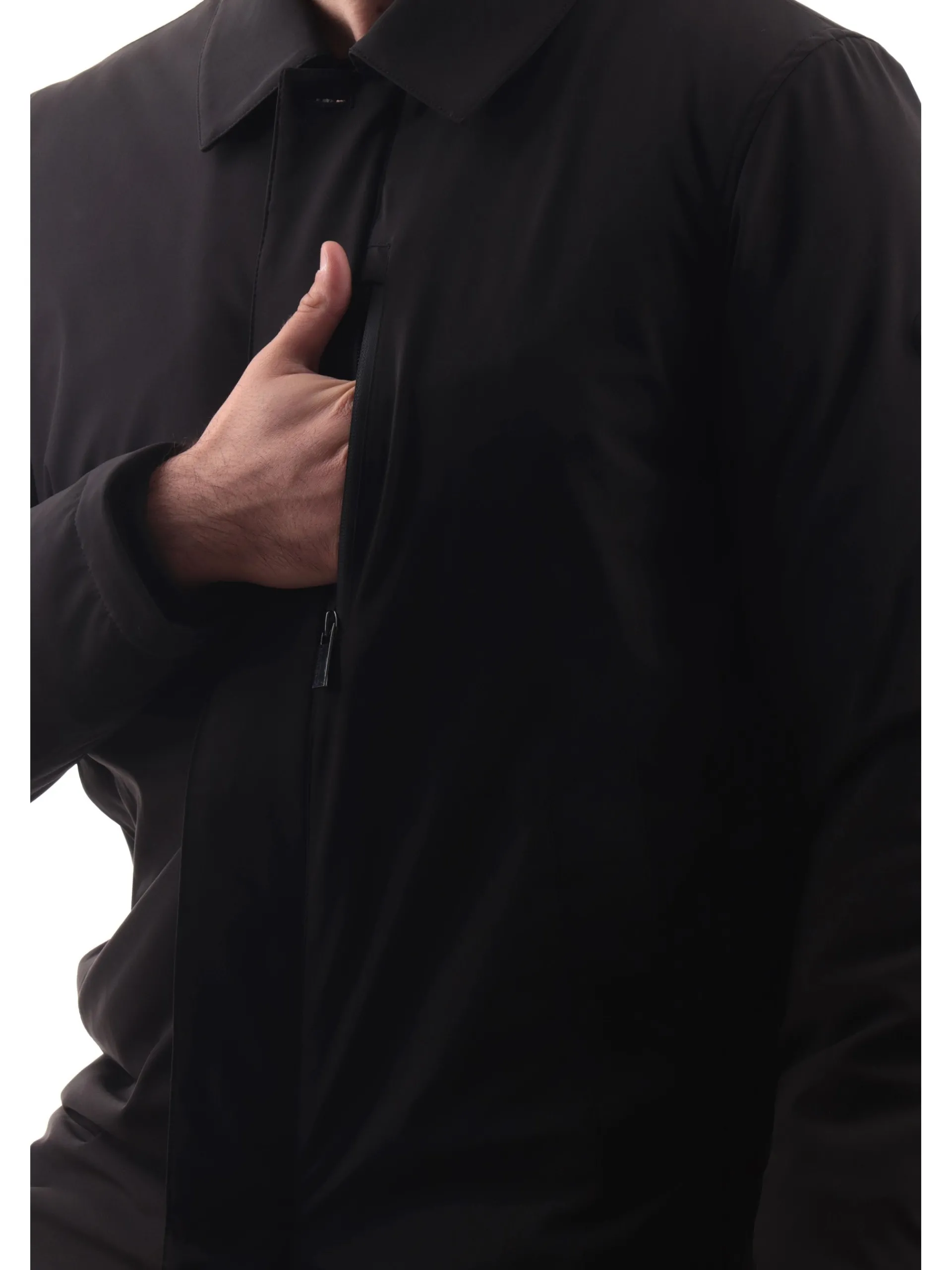 MARKUP Giubbotti*Cappotto nero da uomo realizzato in tessuto tecnico Softshell MK794014