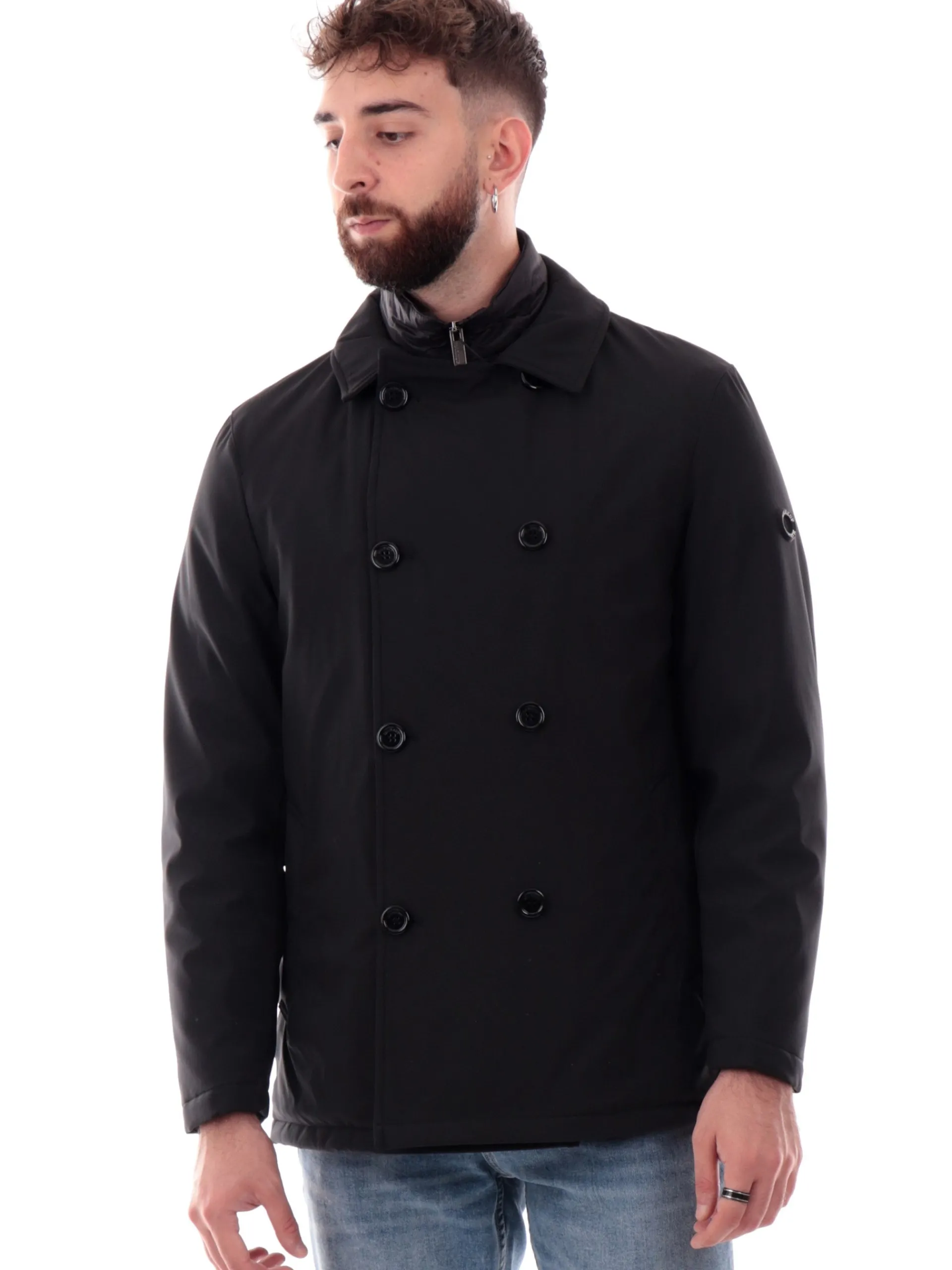 MARKUP Giubbotti*Cappotto nero da uomo con gilet interno removibile MK794046