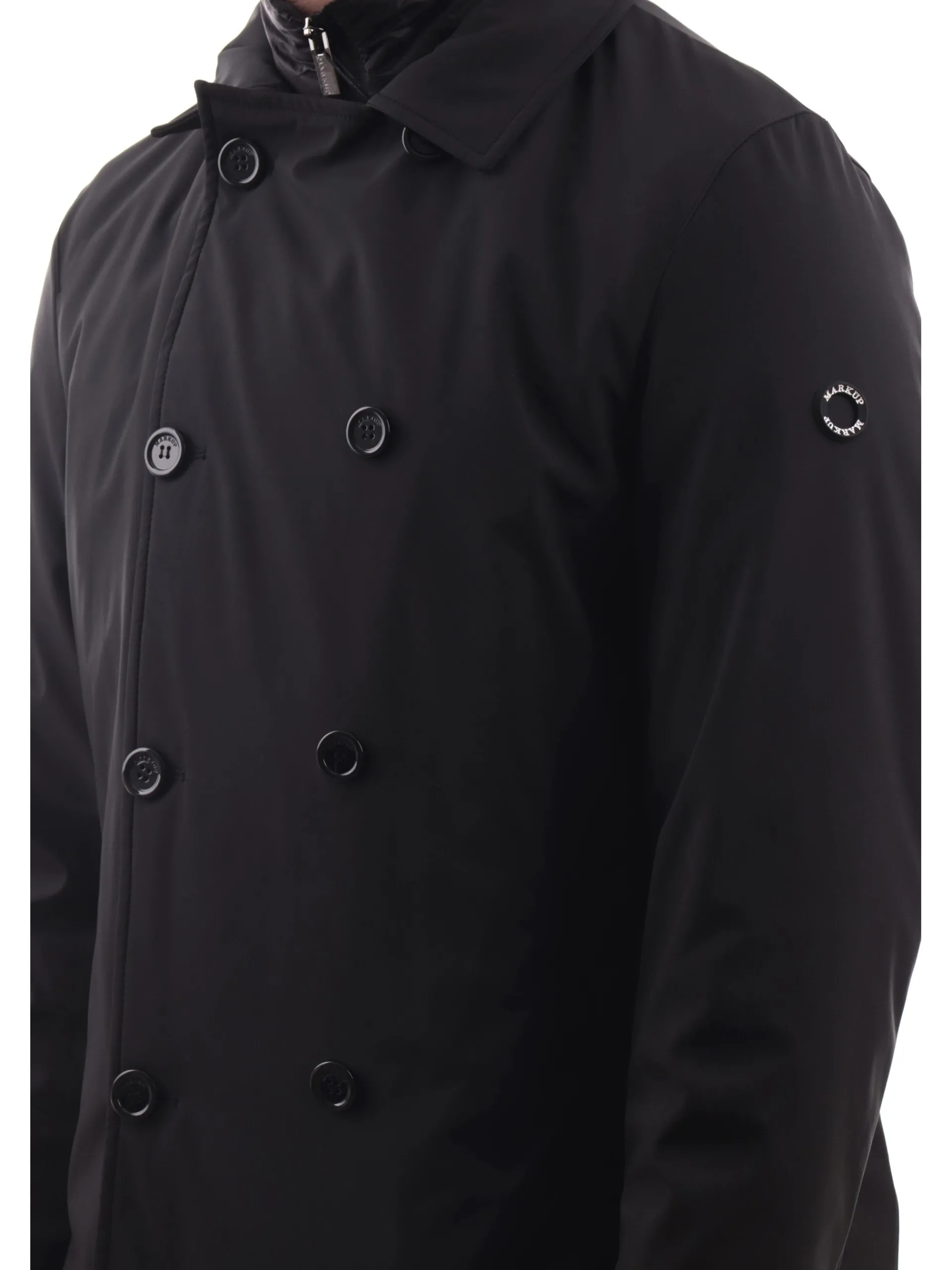 MARKUP Giubbotti*Cappotto nero da uomo con gilet interno removibile MK794046