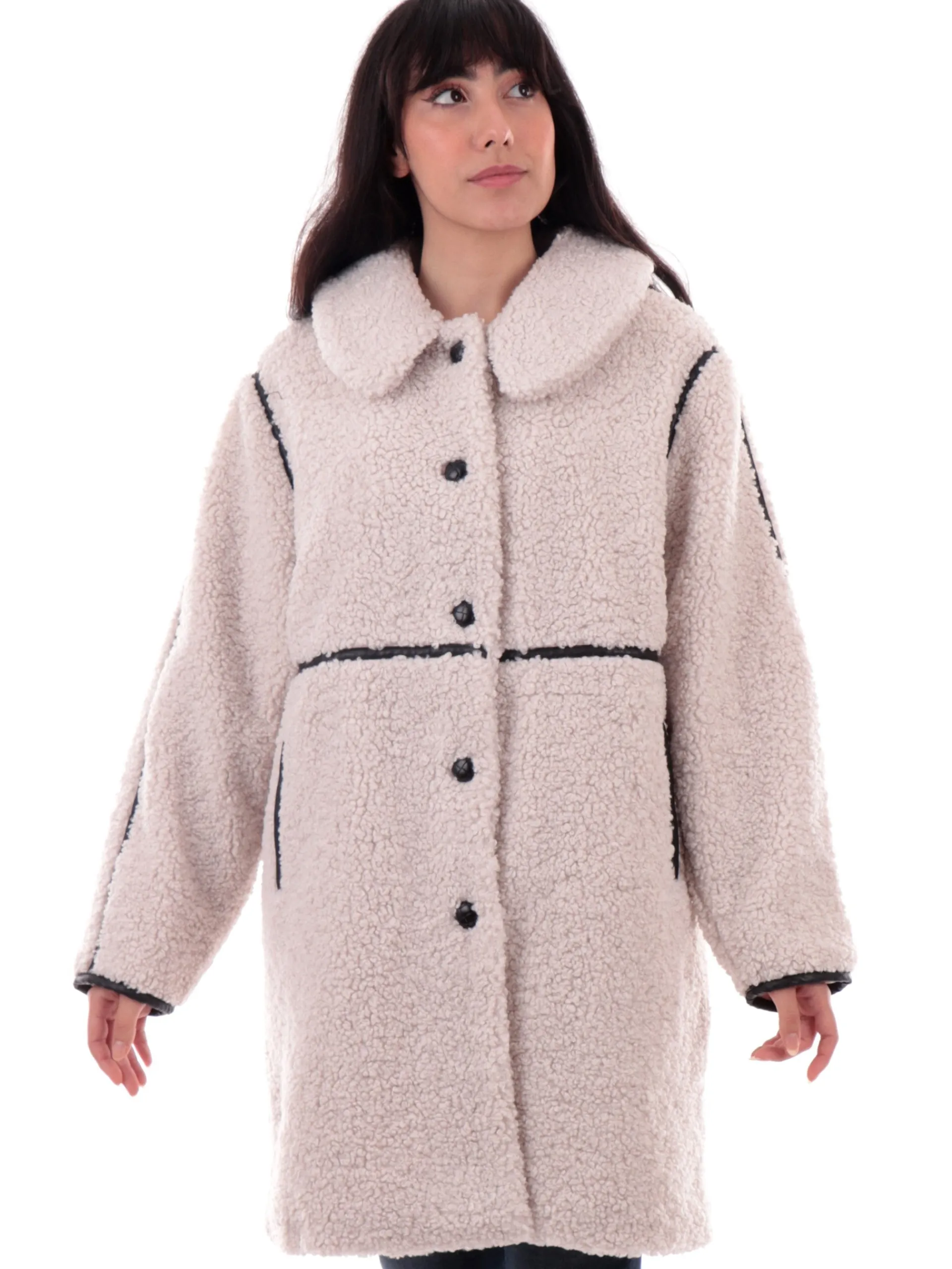 ONLY Cappotti*Cappotto Beige da donna shearling teddy over 15325937