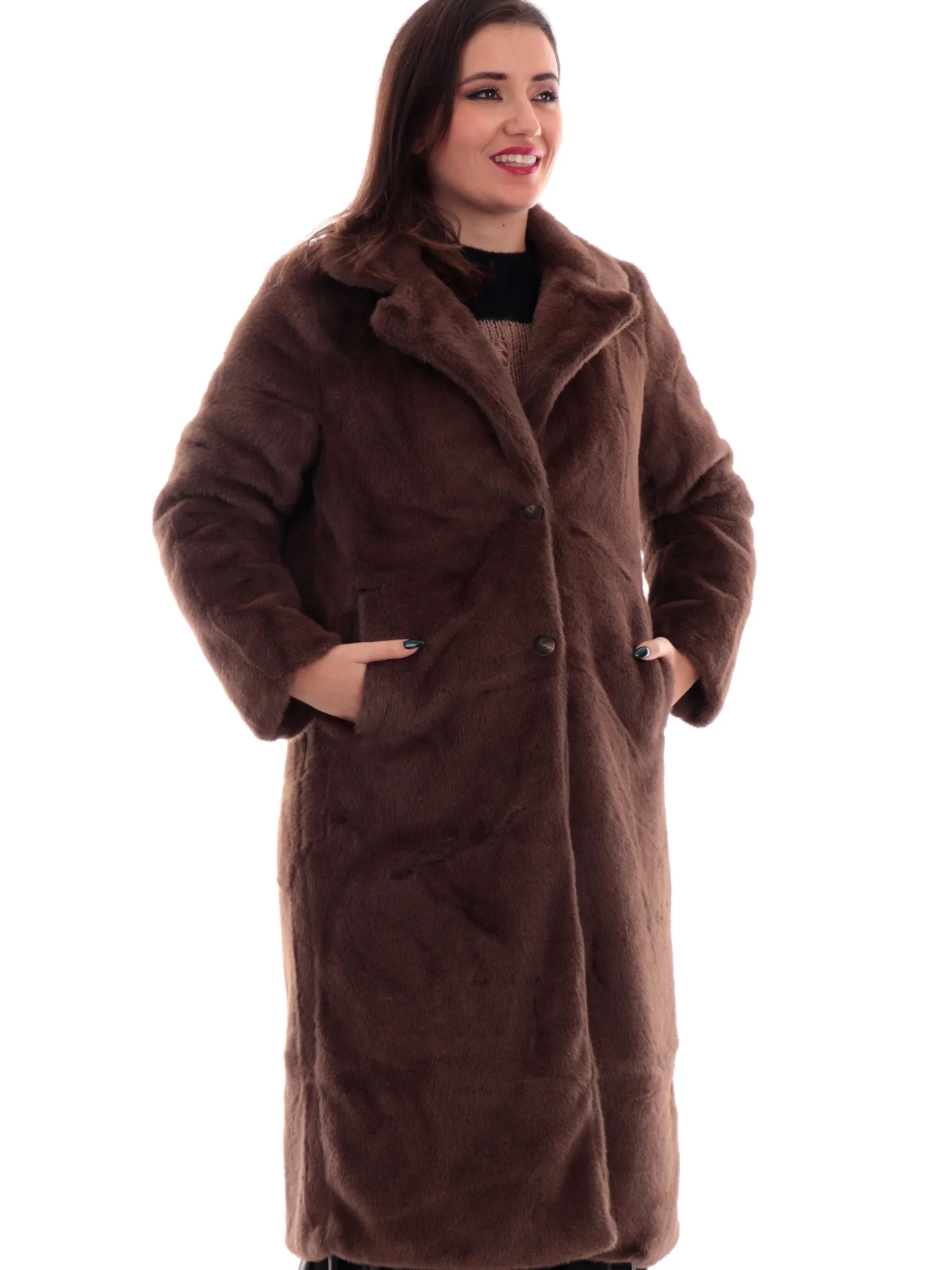 ONLY Cappotti*Cappotto pelliccia eco marrone da donna 15326004