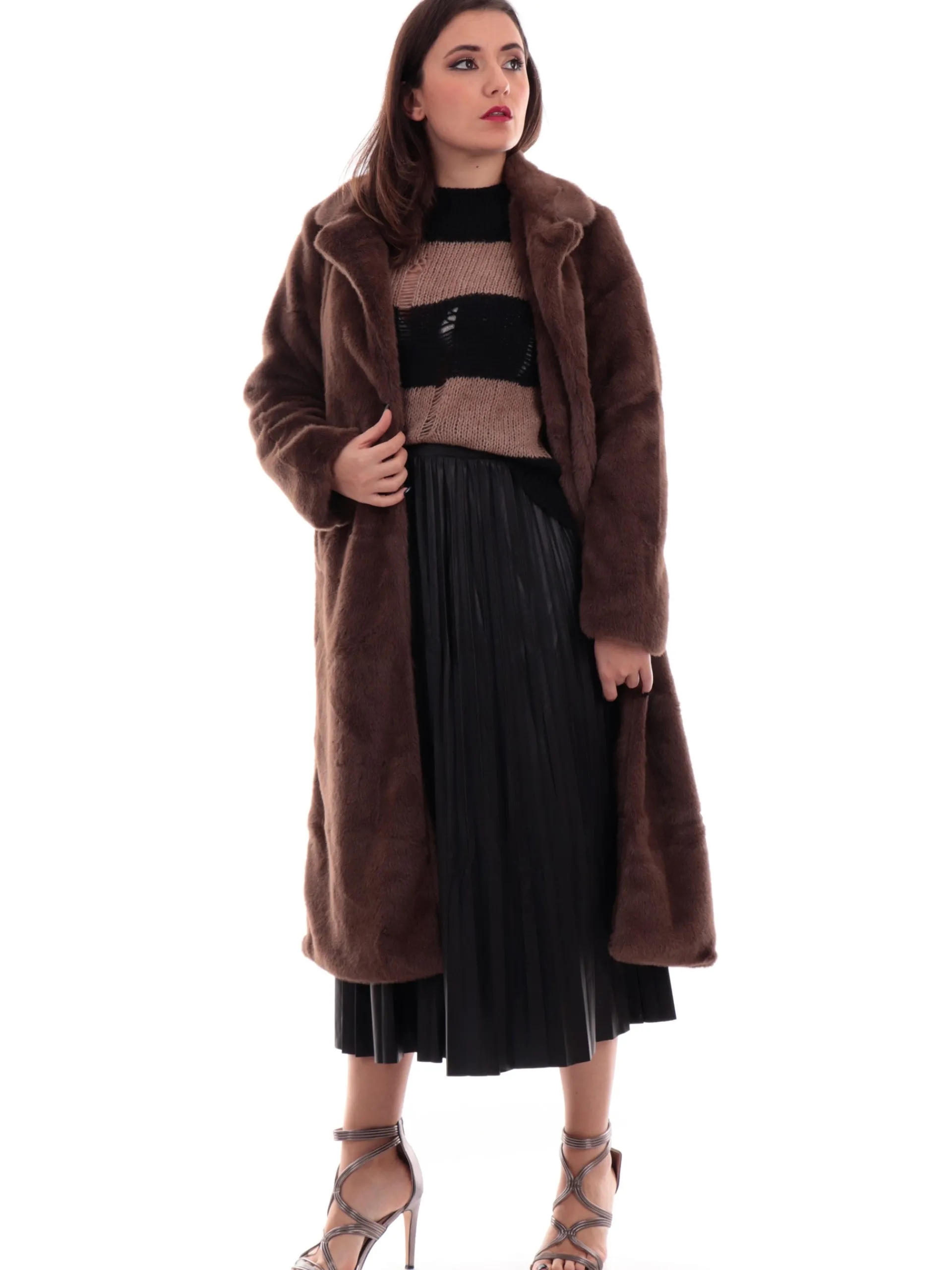 ONLY Cappotti*Cappotto pelliccia eco marrone da donna 15326004