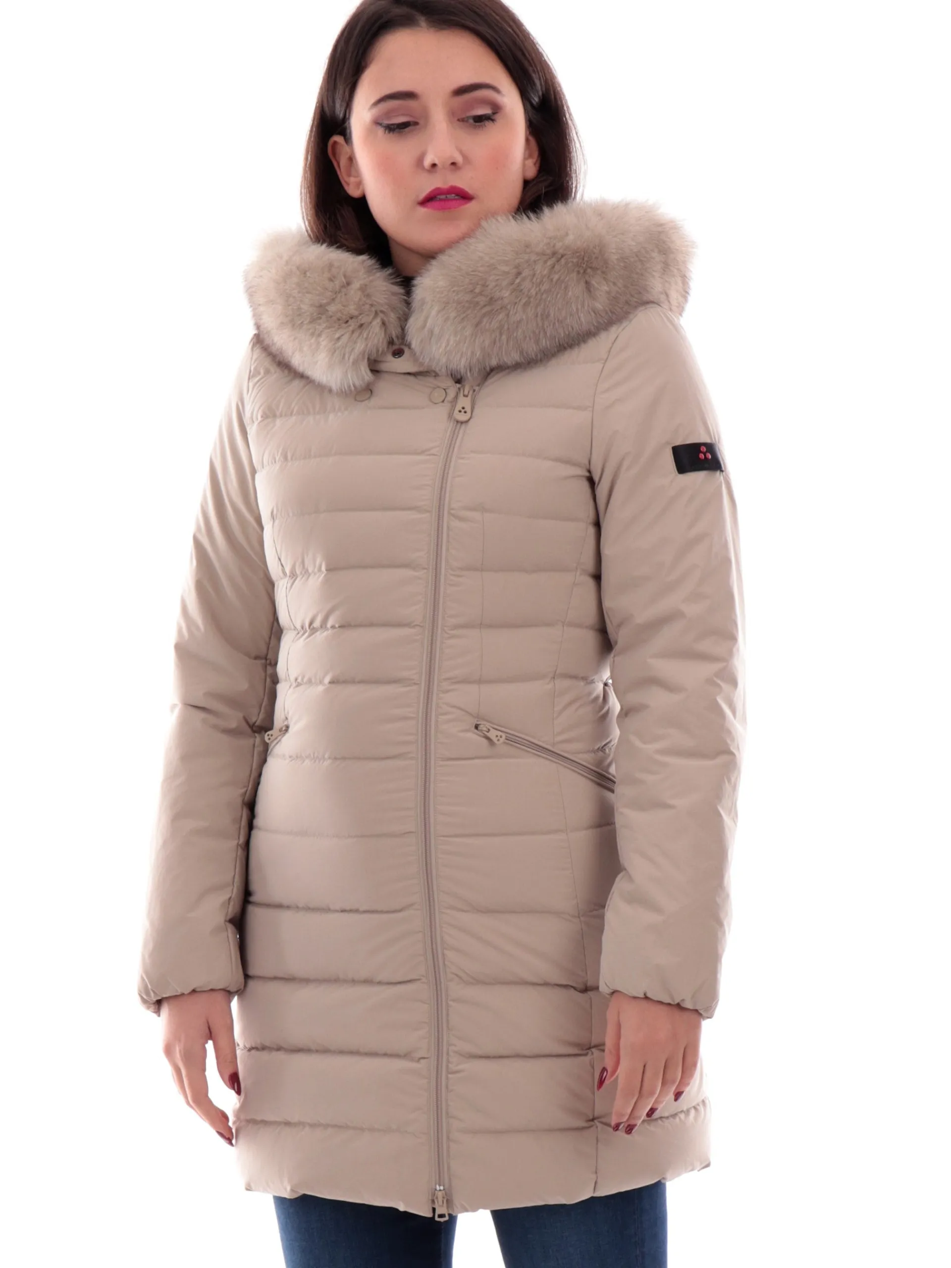 PEUTEREY Giubbotti*Cappotto Seriola ML 04 beige da donna con pelliccia 365701190986