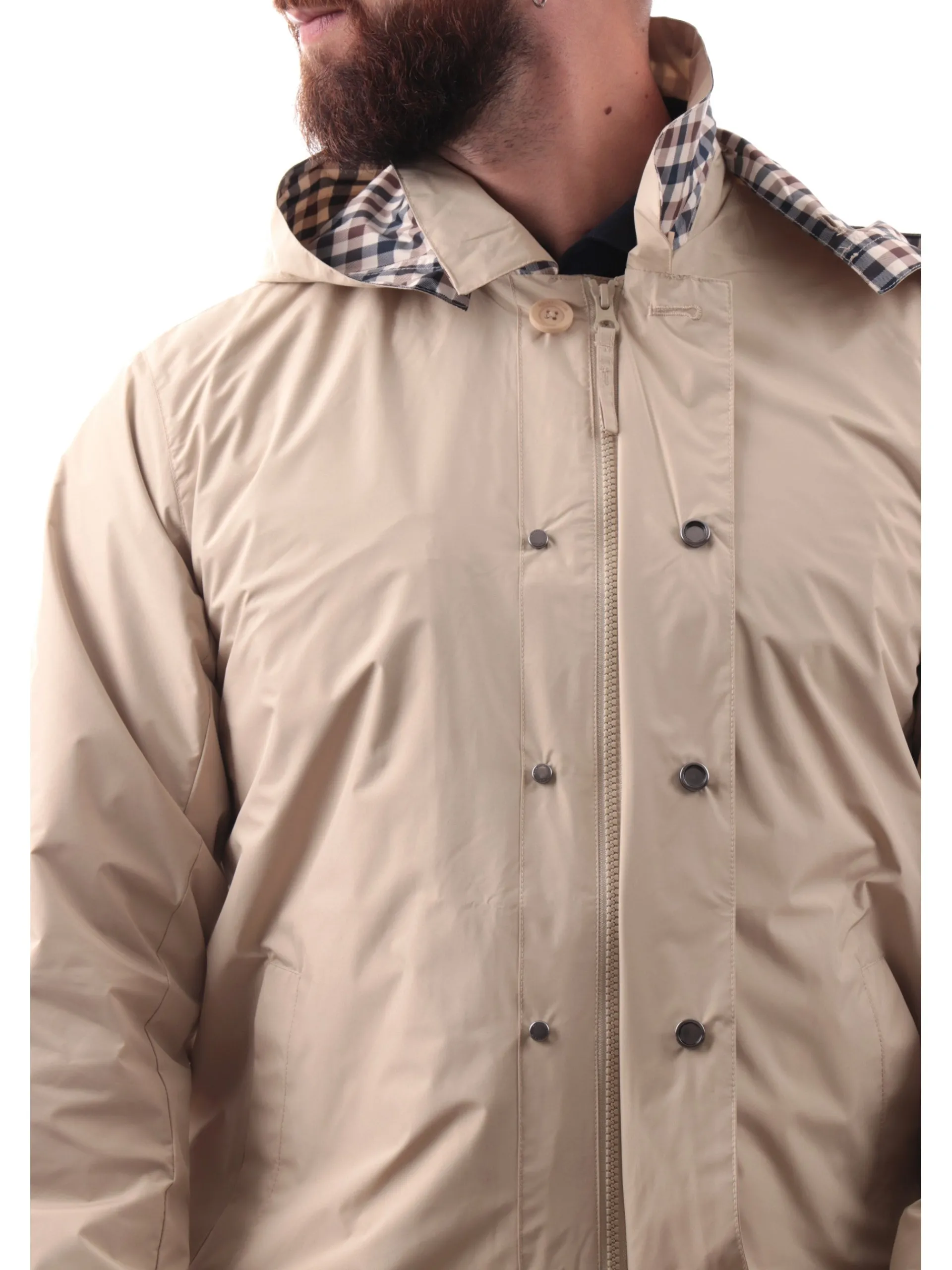 AQUASCUTUM Cappotti*Cappotto primaverile beige da uomo AAB005JK014