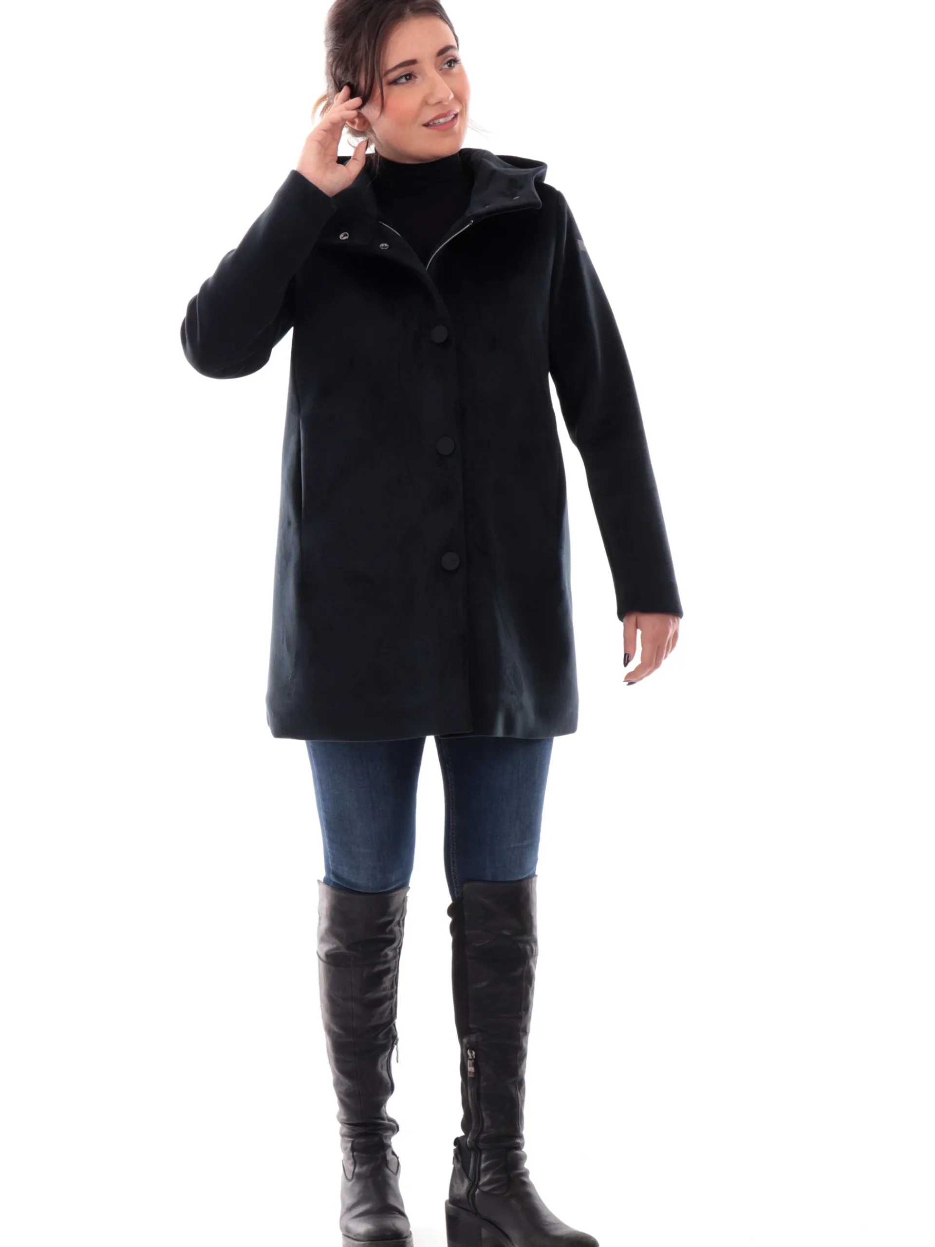 RRD Giubbotti*Cappotto Velvet Neo Parka Wom nero da donna in velluto W24539