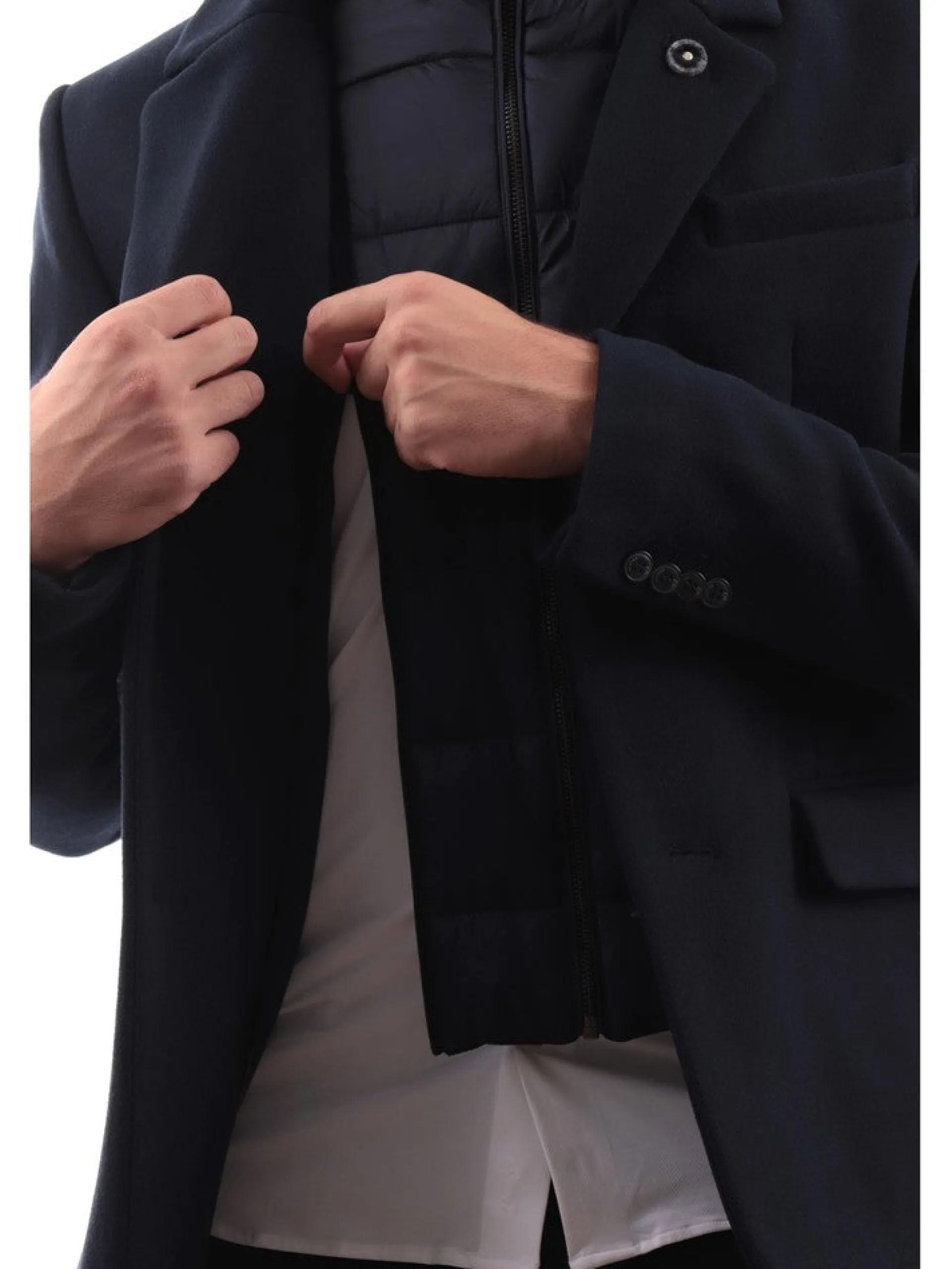 YES ZEE Cappotti*Cappotto blu da uomo con gilet removibile O816KK000