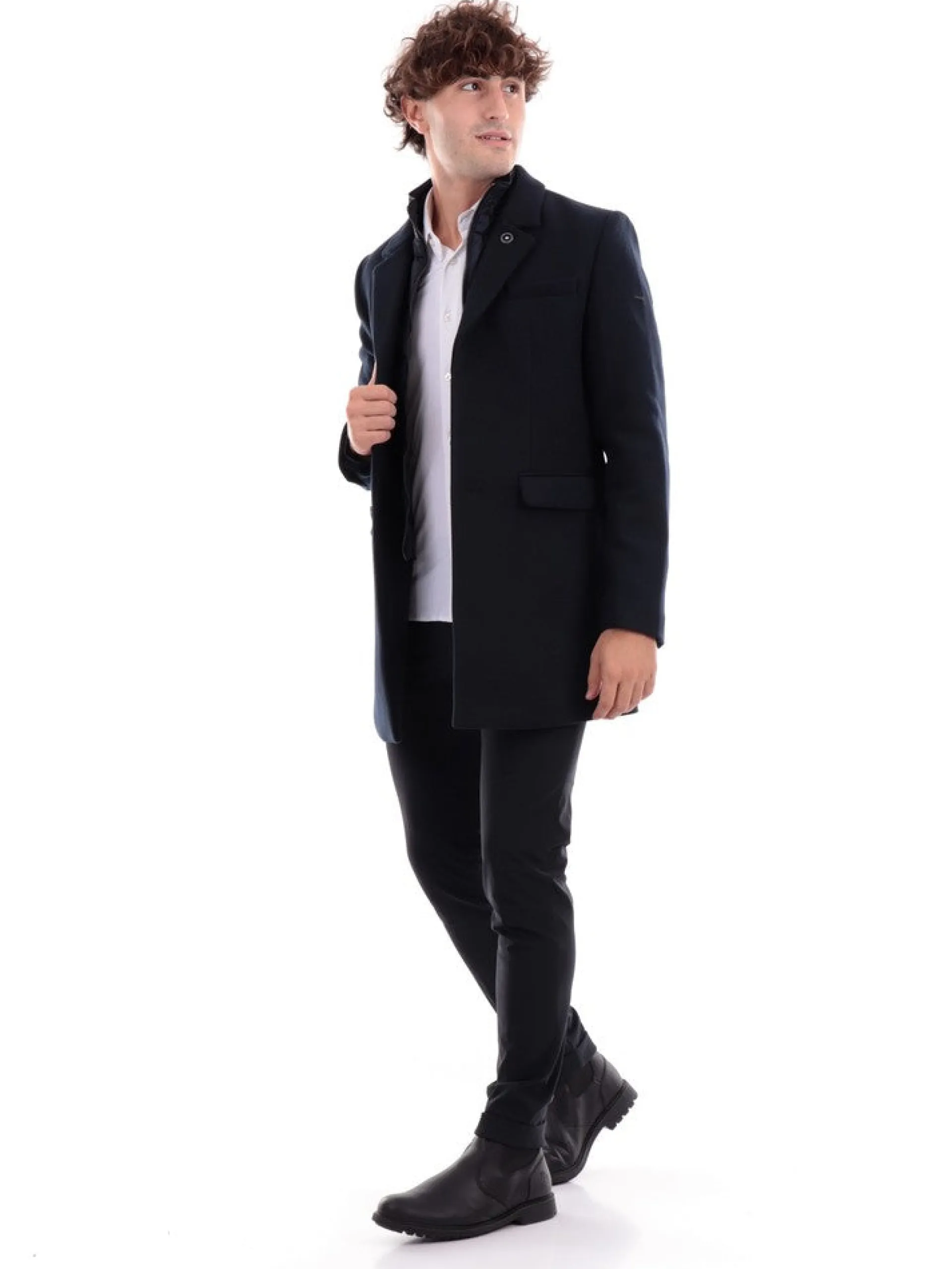 YES ZEE Cappotti*Cappotto blu da uomo con gilet removibile O816KK000