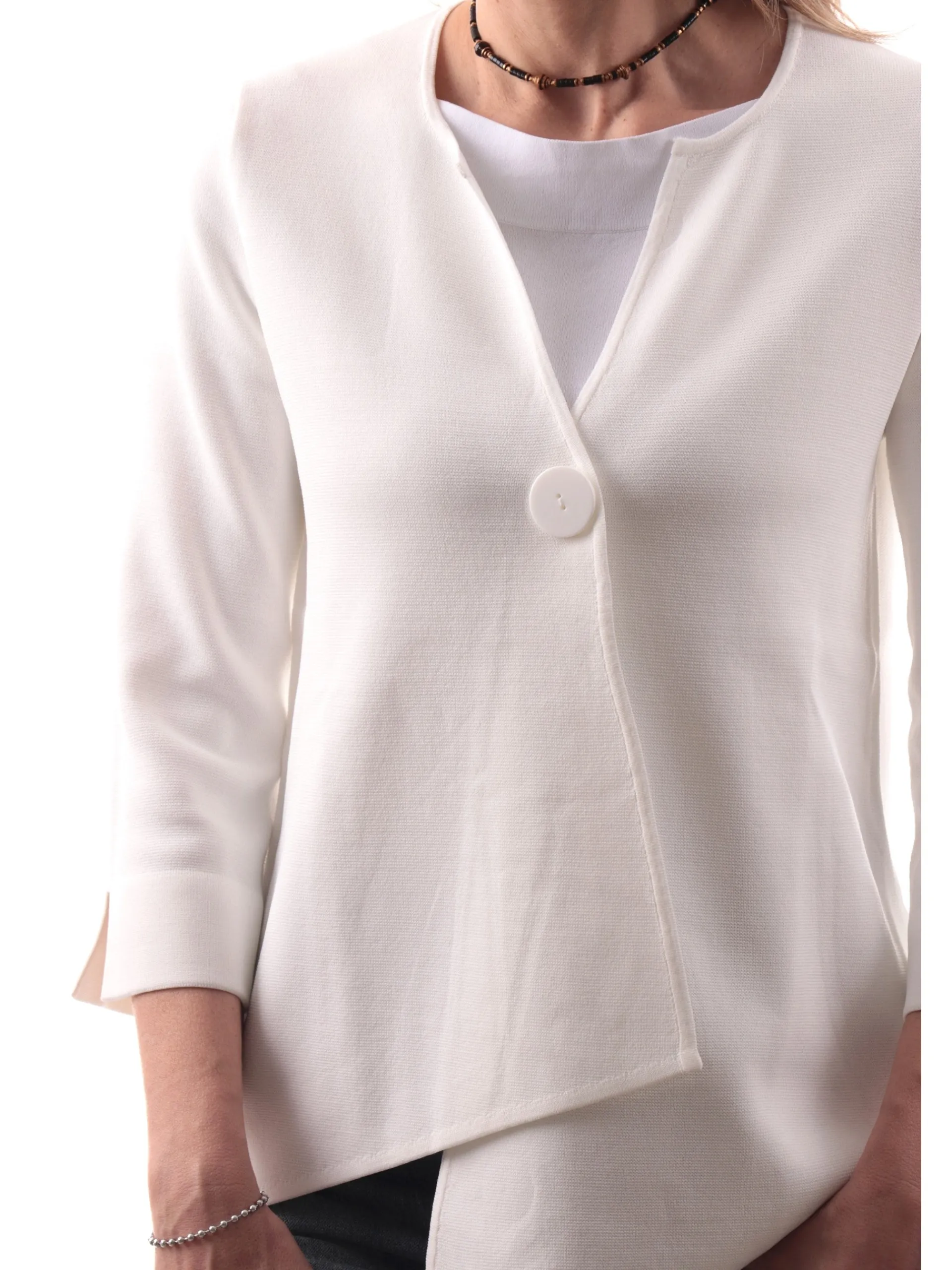 ANIS Maglie*Cardigan Bianco da donna con bottone 251W6170 002