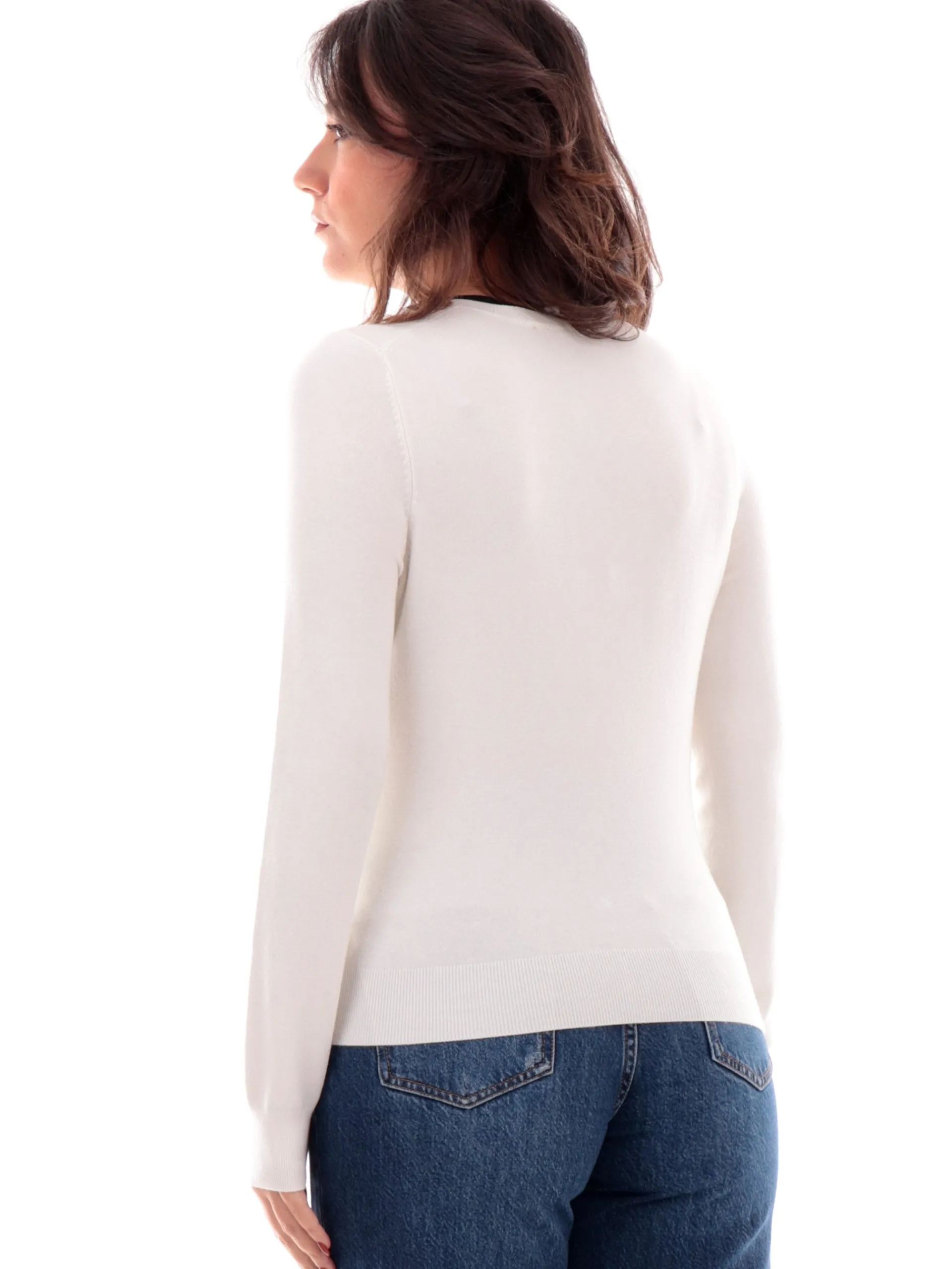 ANIS Maglie*Cardigan bianco da donna con bottoni gioiello 245W6022