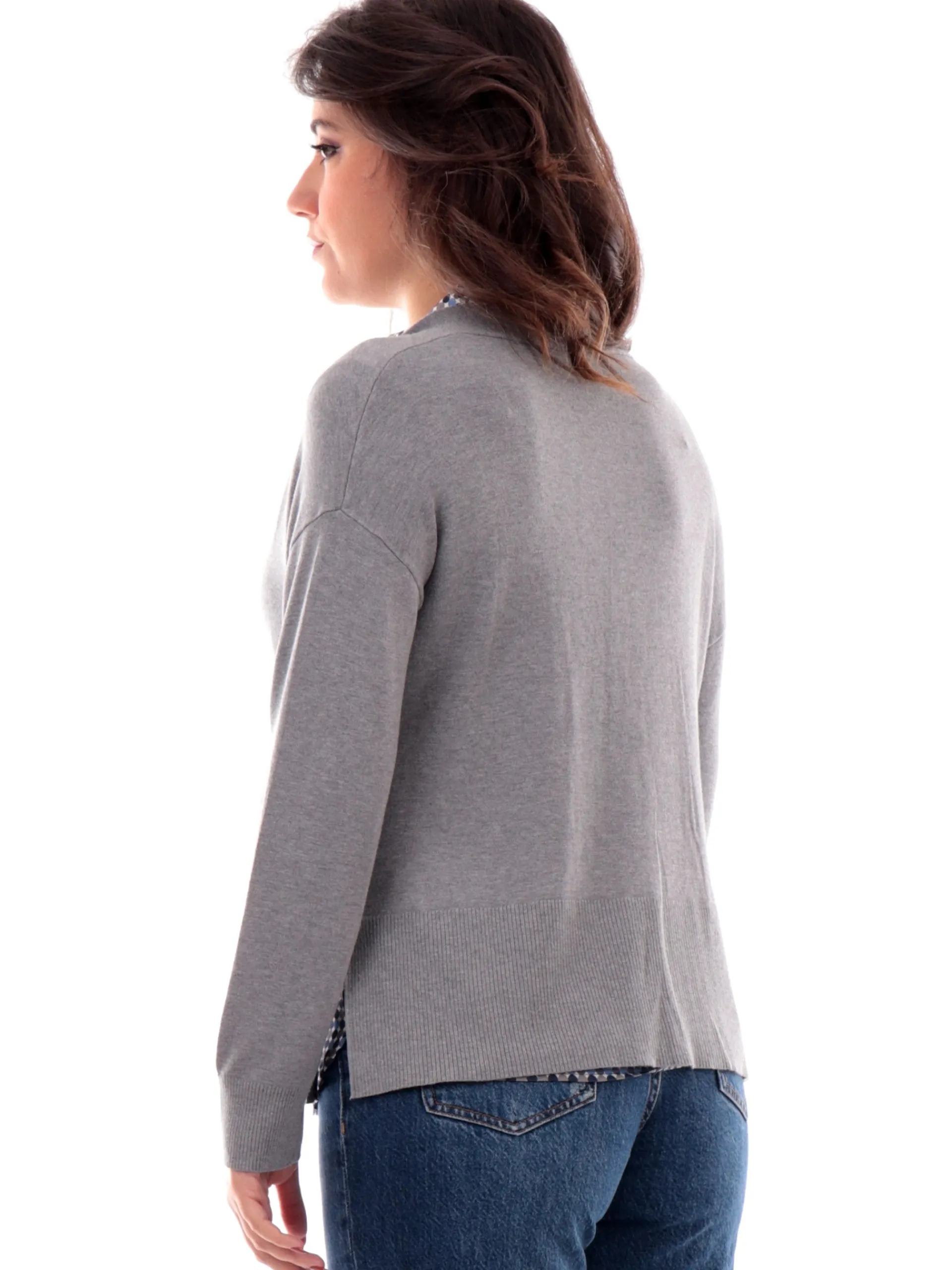 ANIS Maglie*Cardigan grigio da donna con bottoni 245W6025