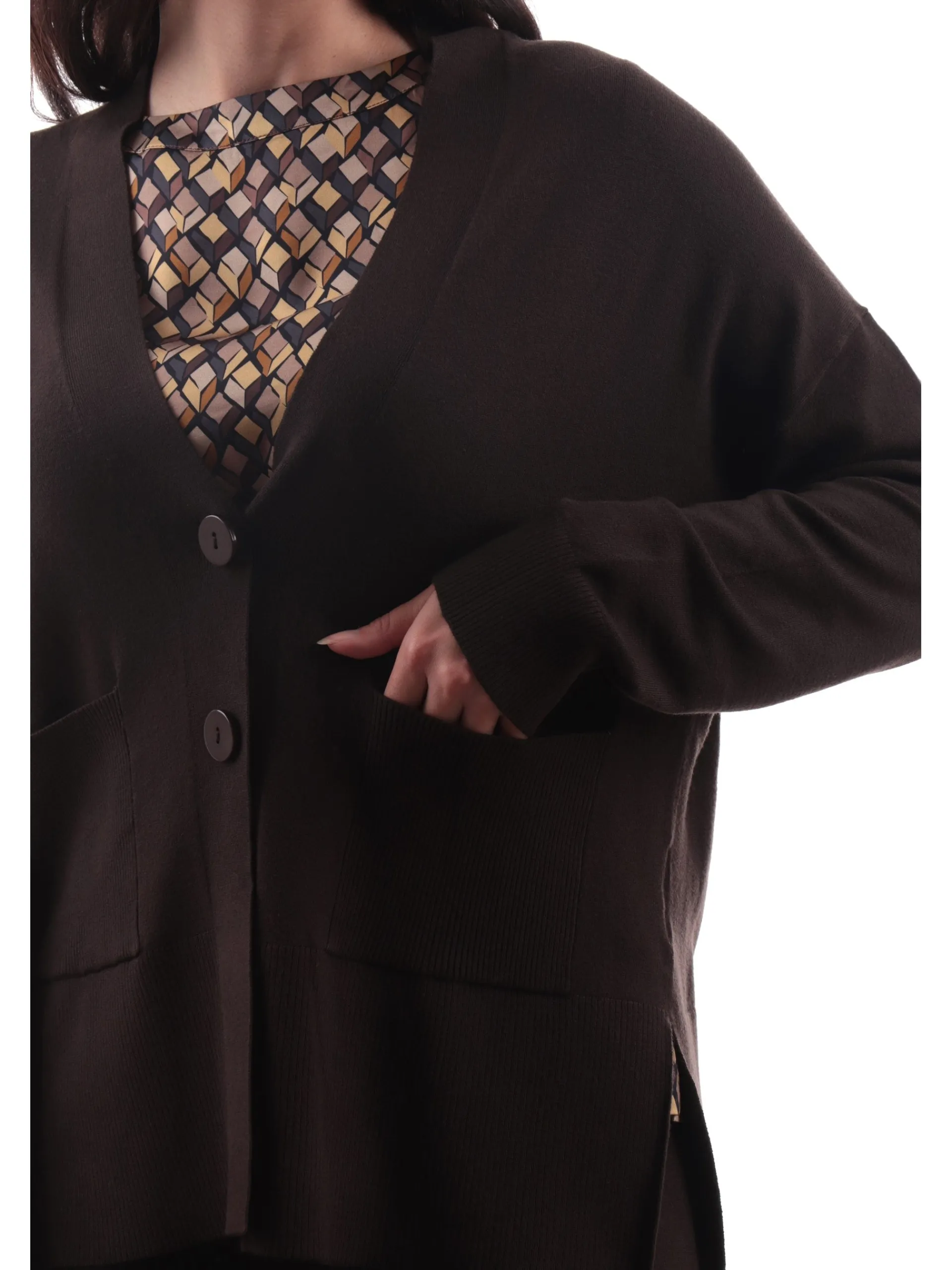 ANIS Maglie*Cardigan marrone da donna con bottoni 245W6025