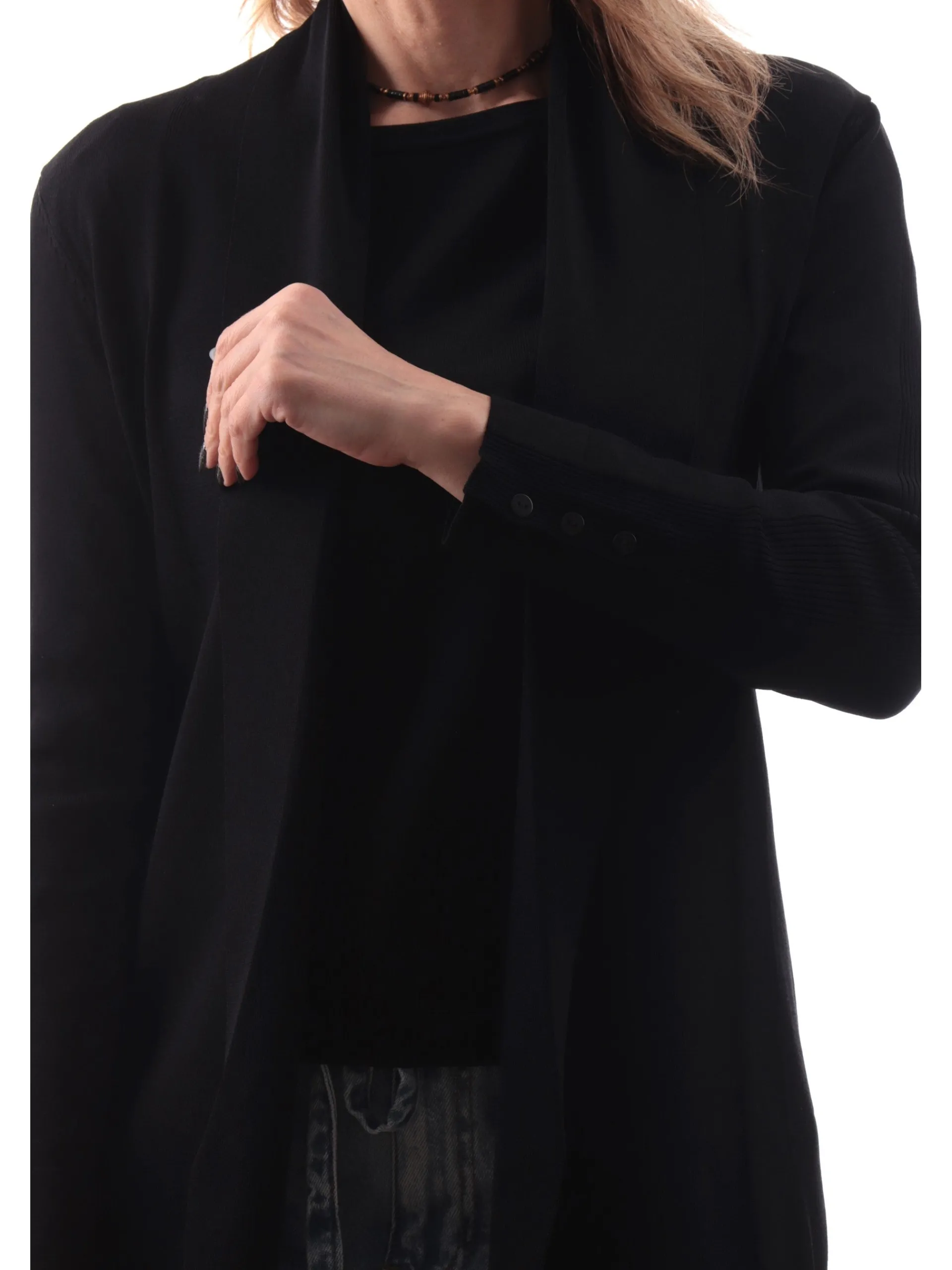 ANIS Maglie*Cardigan nero da donna aperto 251W6001